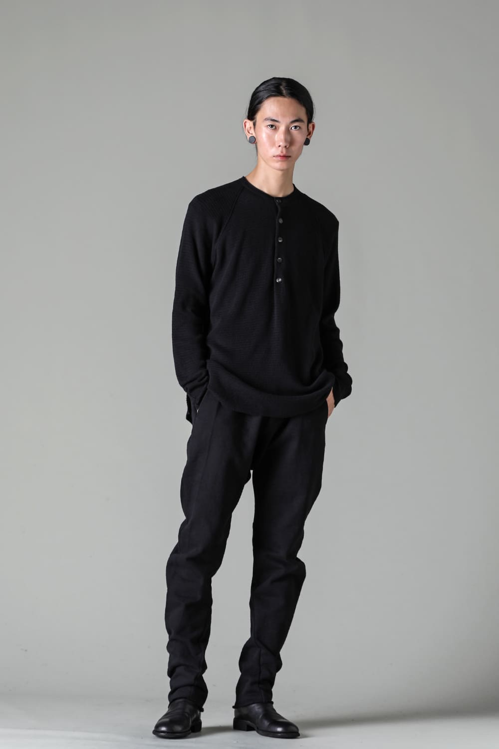 Knit long sleeve cotton / cashmere Black