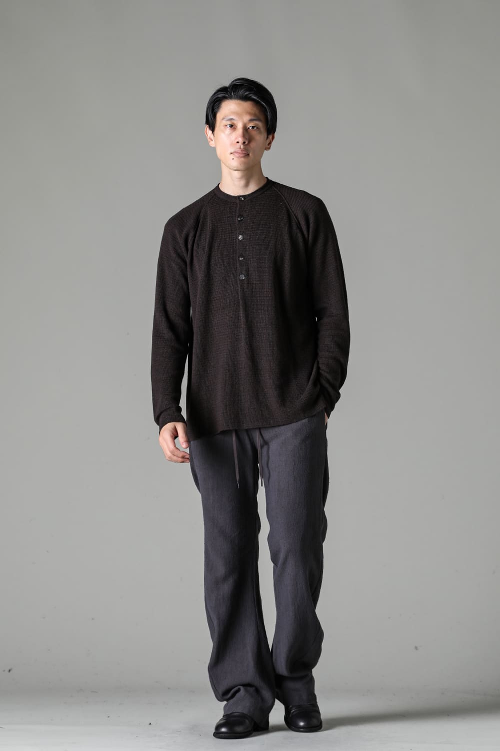 Knit long sleeve cotton / cashmere Chocolate