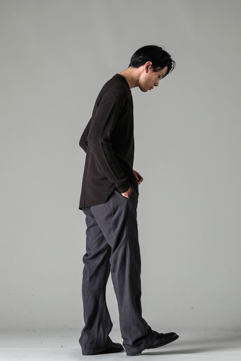 Knit long sleeve cotton / cashmere Chocolate