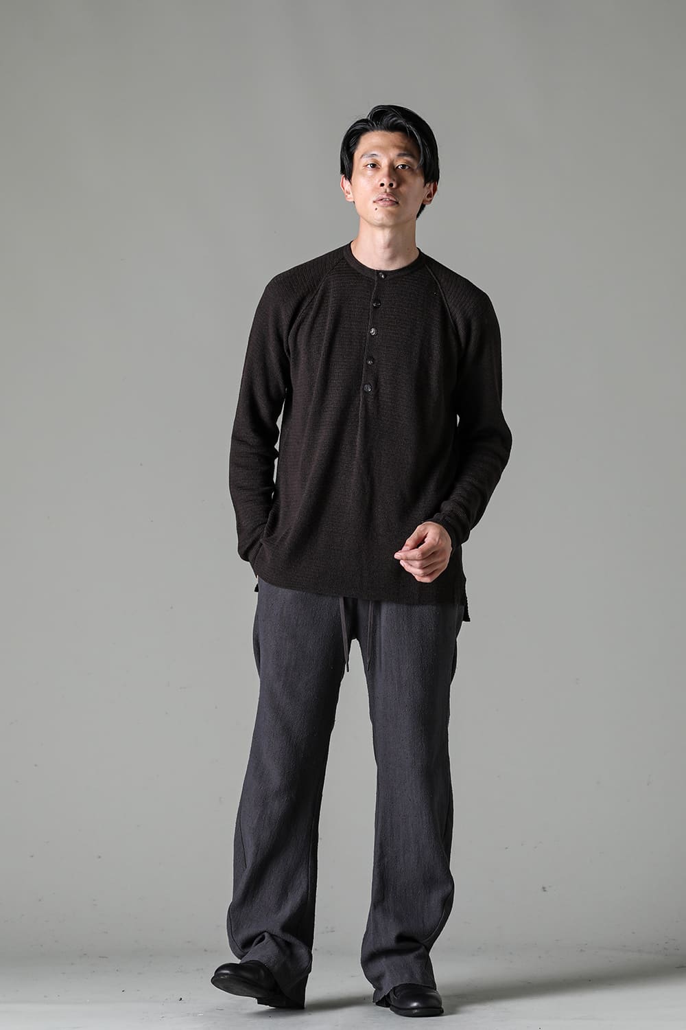 Knit long sleeve cotton / cashmere Chocolate