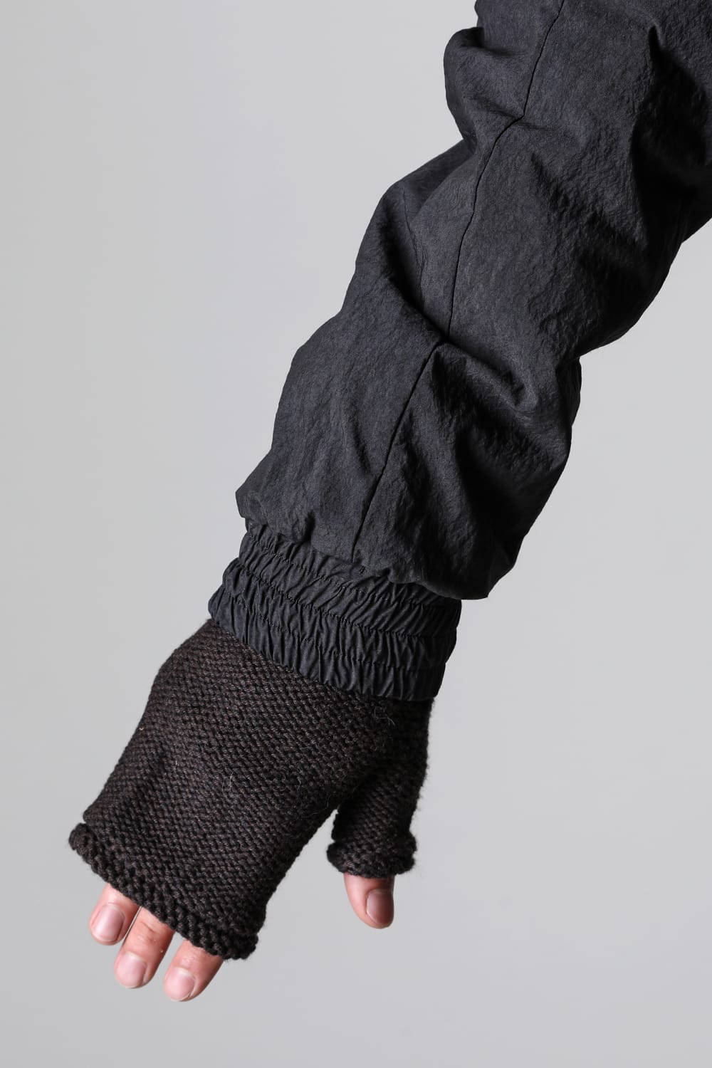 Knit glove cotton / cashmere Chocolate