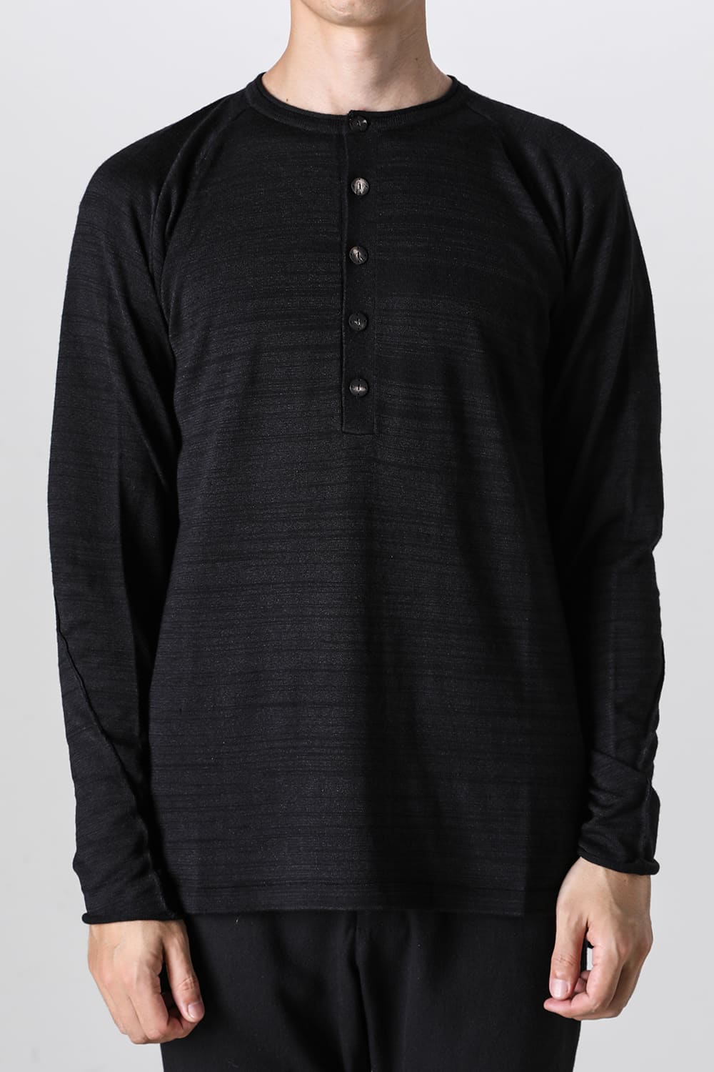 Knit long sleeve linen / wool Merange Black