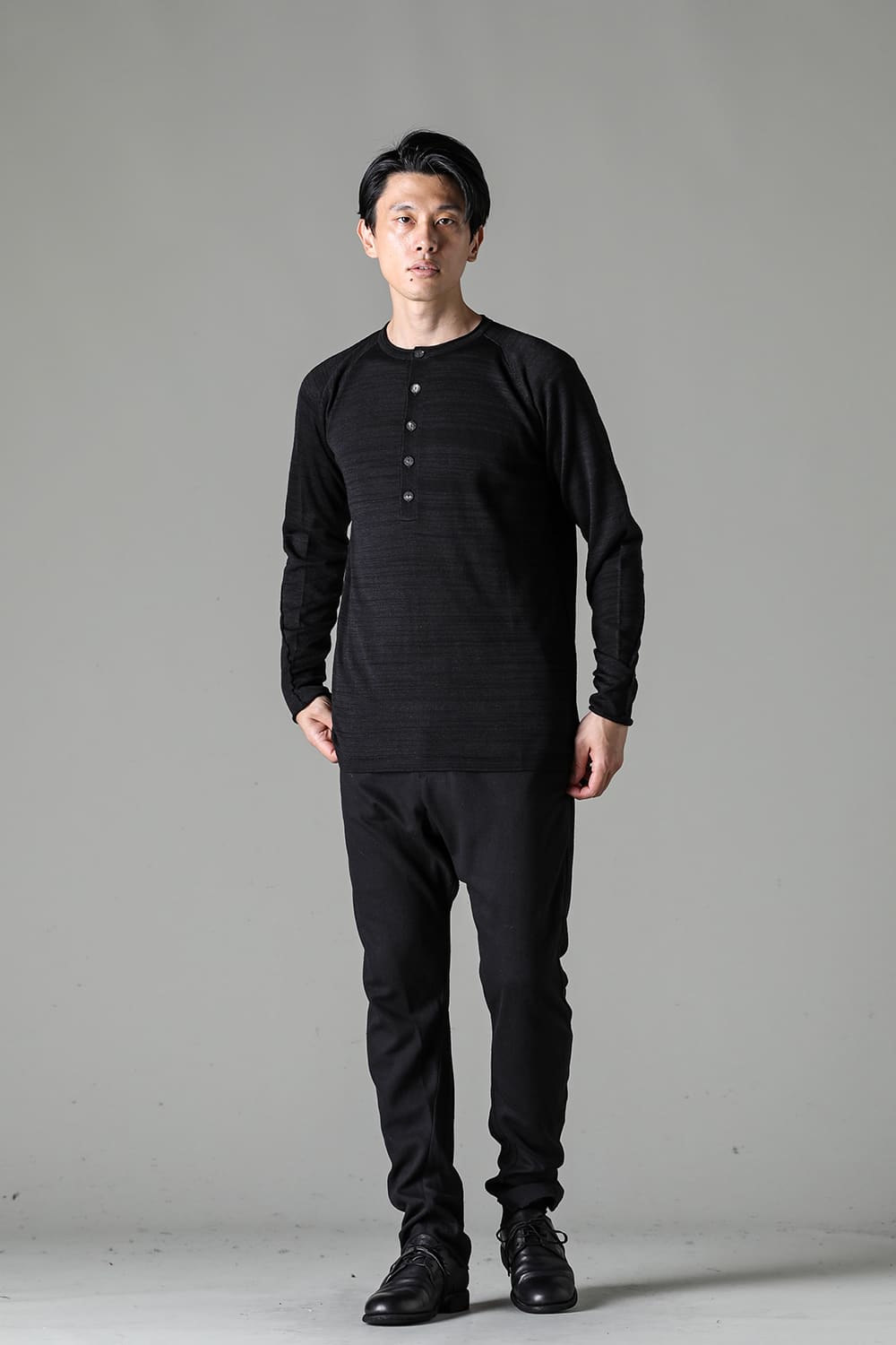 Knit long sleeve linen / wool Merange Black