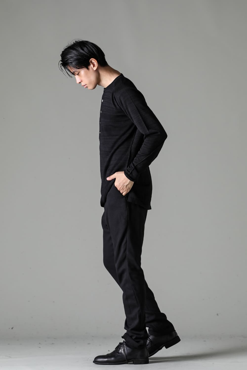 Knit long sleeve linen / wool Merange Black