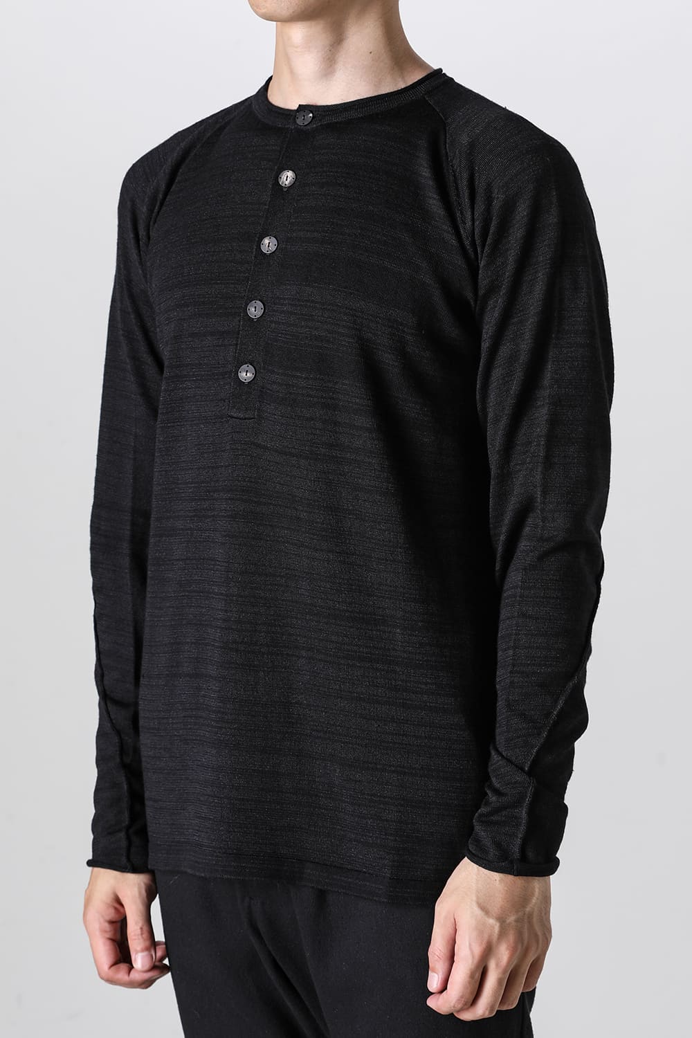 Knit long sleeve linen / wool Merange Black