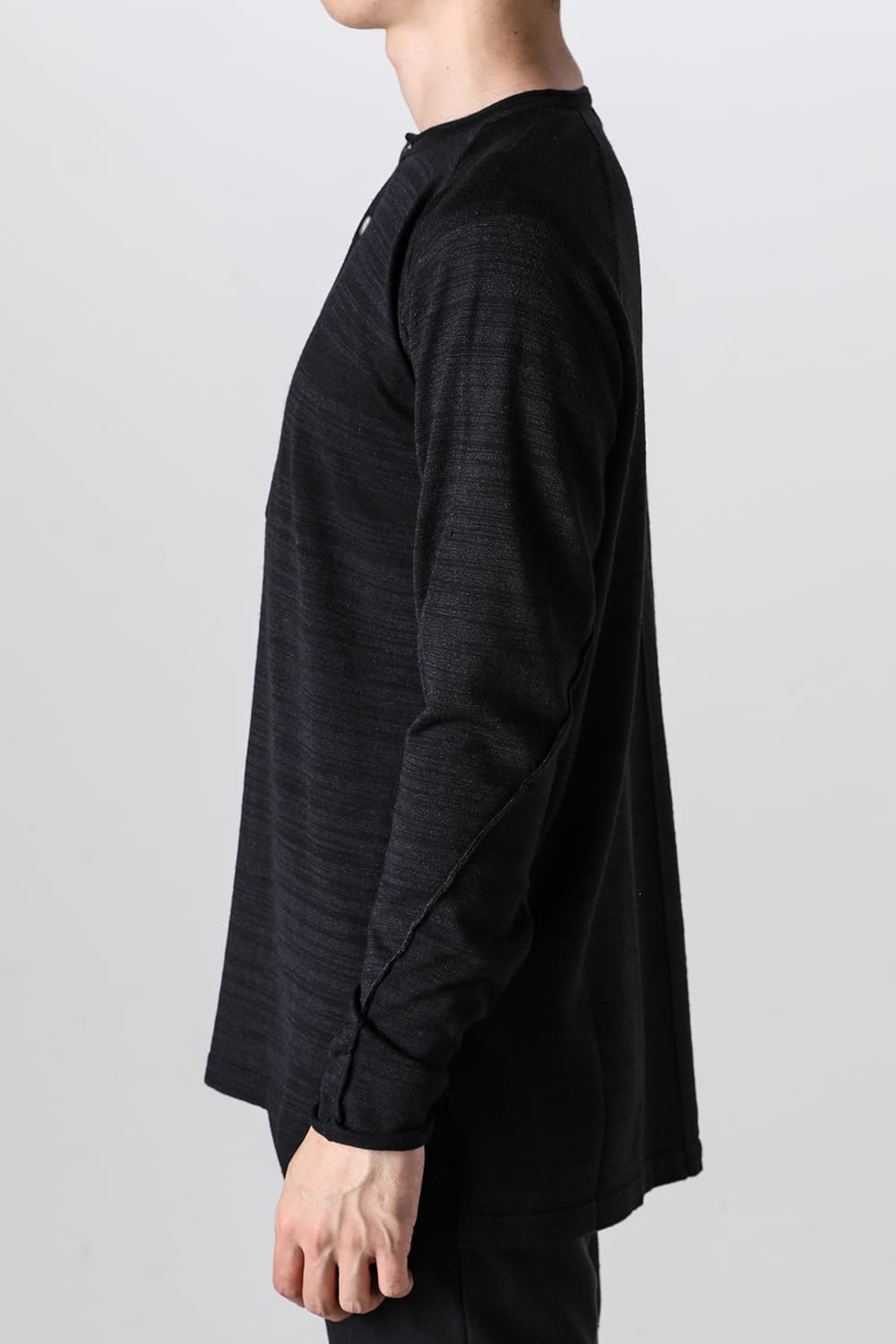 Knit long sleeve linen / wool Merange Black
