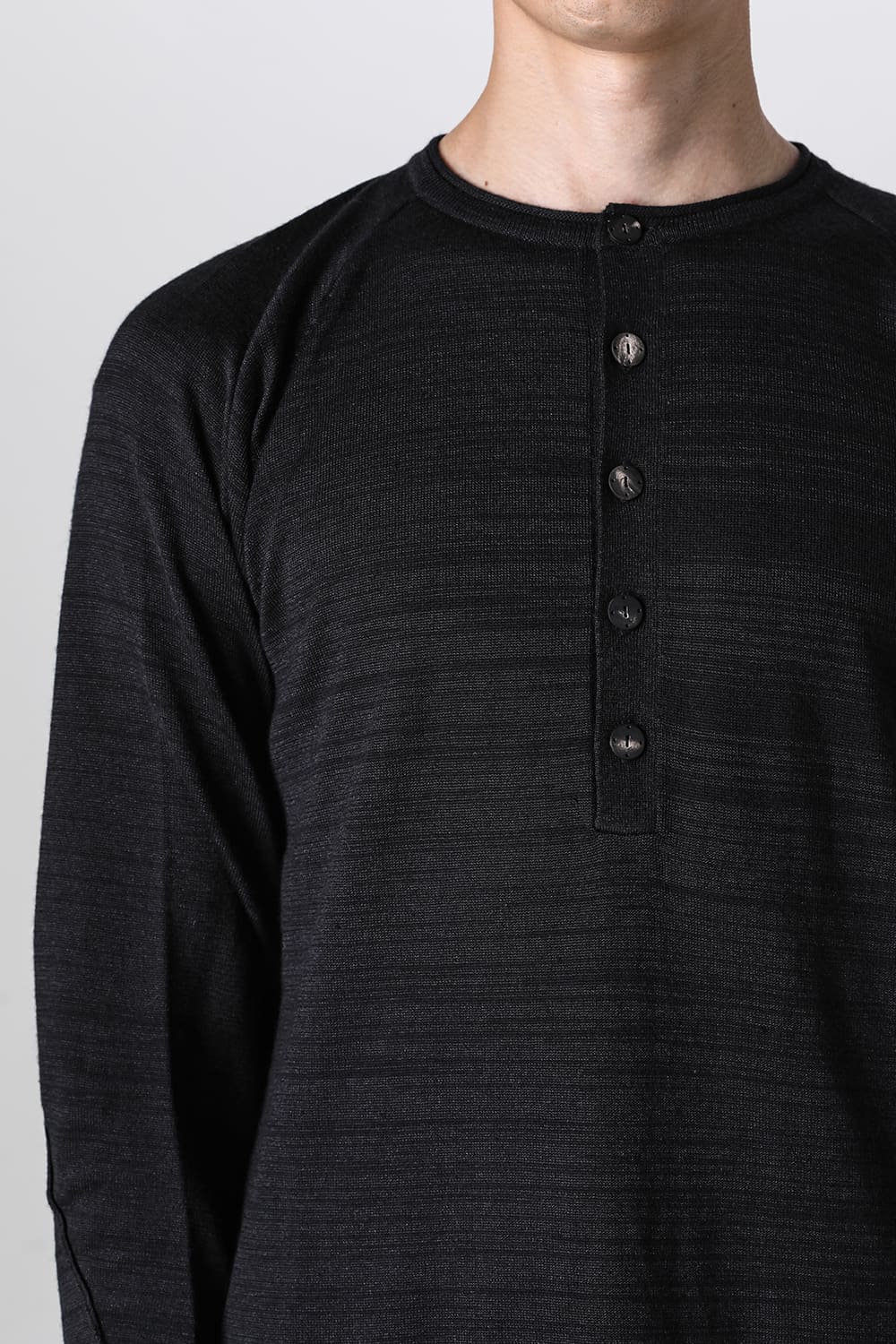 Knit long sleeve linen / wool Merange Black