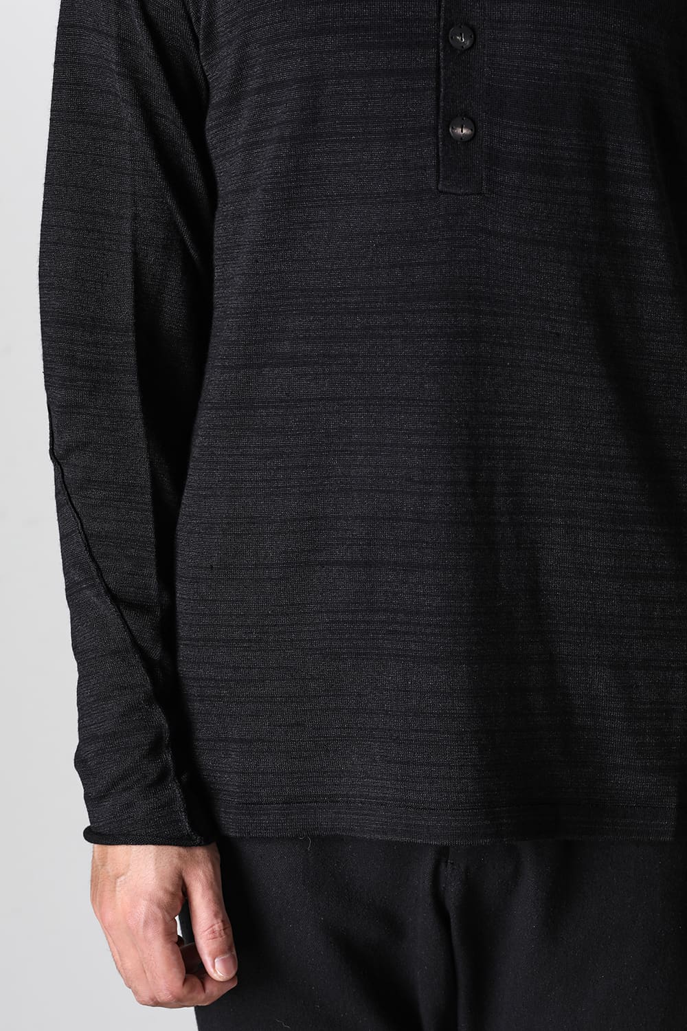 Knit long sleeve linen / wool Merange Black