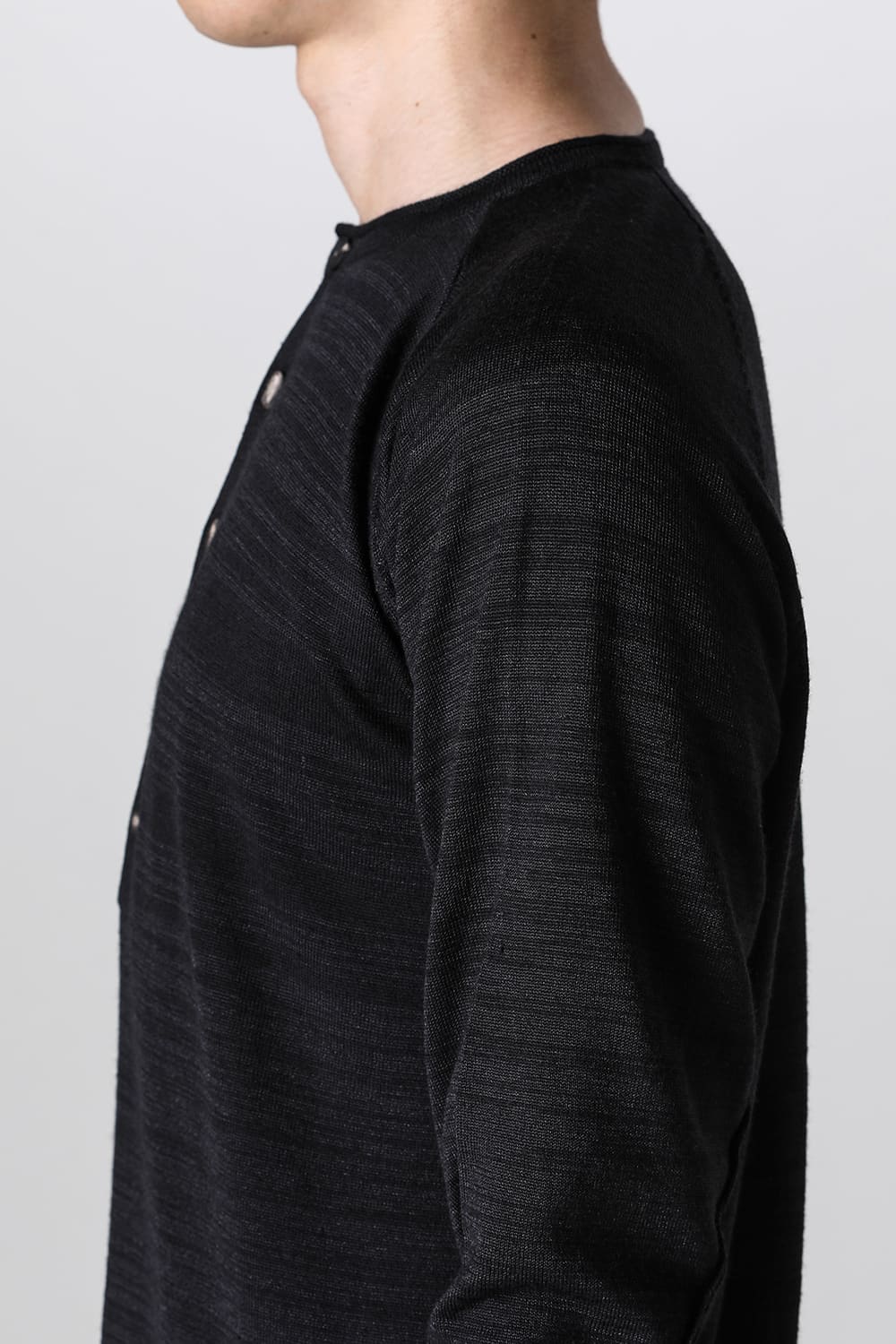 Knit long sleeve linen / wool Merange Black