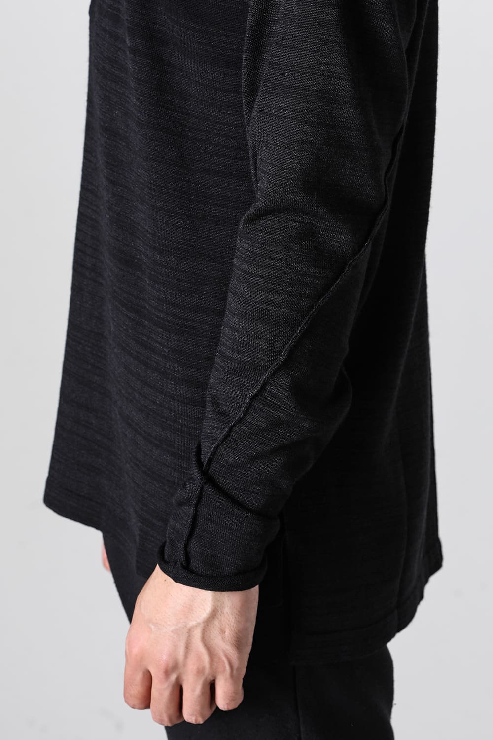Knit long sleeve linen / wool Merange Black