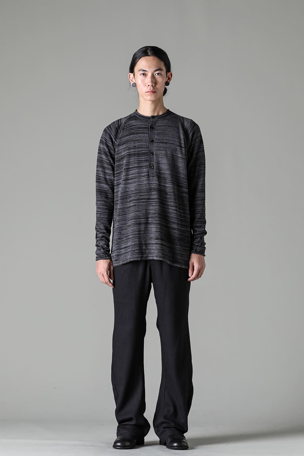 Knit long sleeve linen / wool Merange Gray