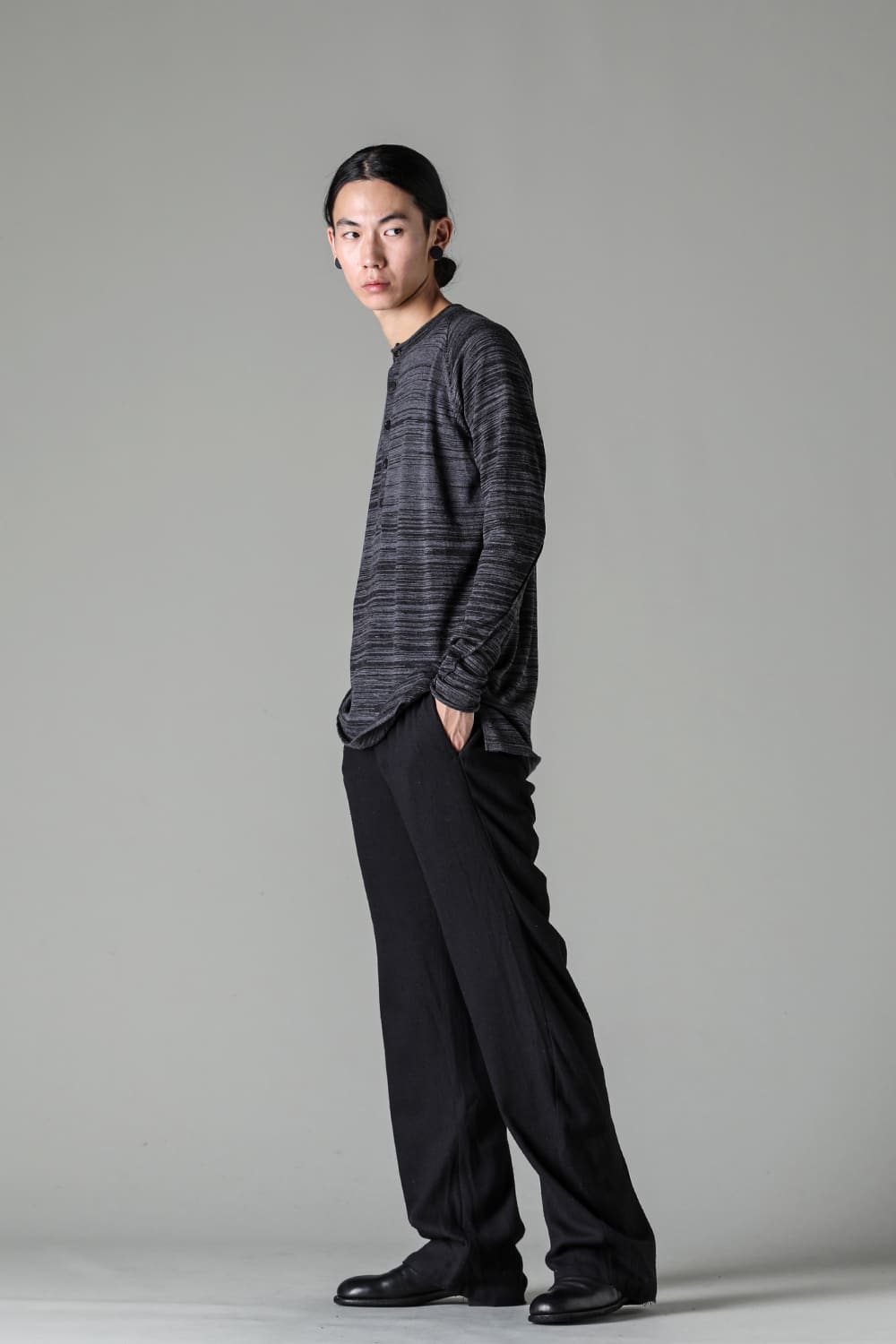 Knit long sleeve linen / wool Merange Gray