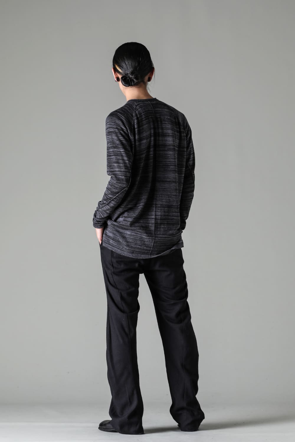 Knit long sleeve linen / wool Merange Gray