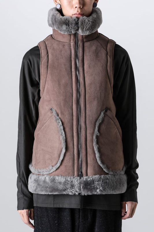 Hight neck Vest sheep skin Warm Gray