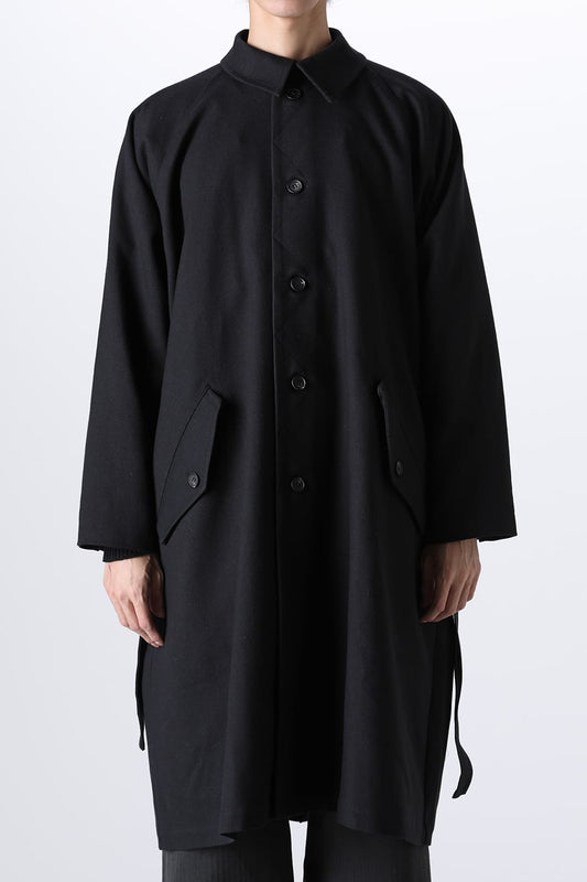 TRENCH COAT Wool Cotton Gabardine Twill Black