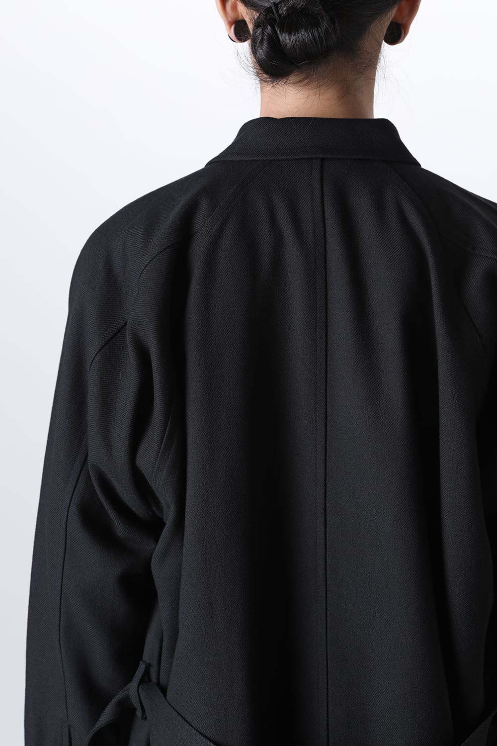 TRENCH COAT Wool Cotton Gabardine Twill Black