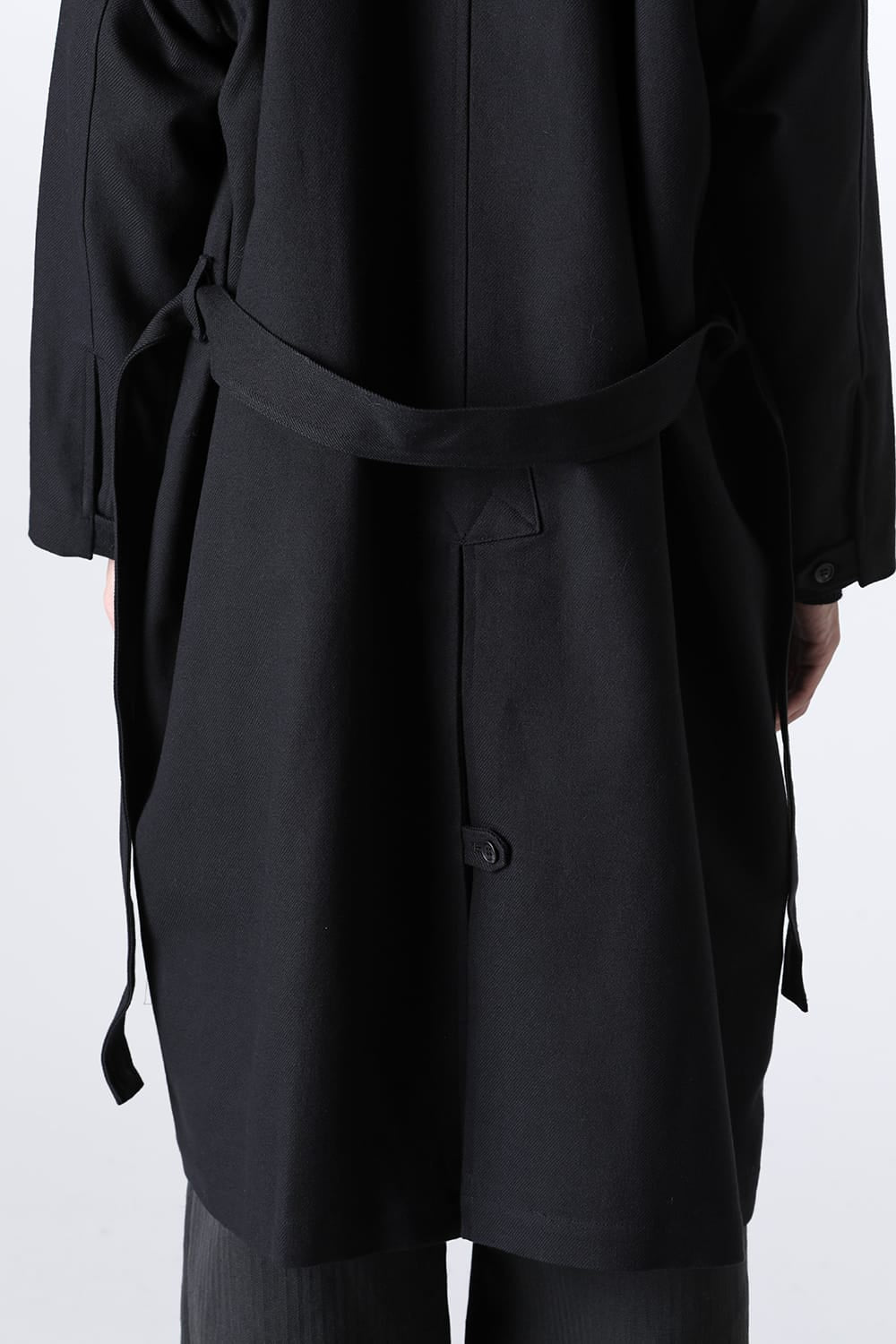 TRENCH COAT Wool Cotton Gabardine Twill Black