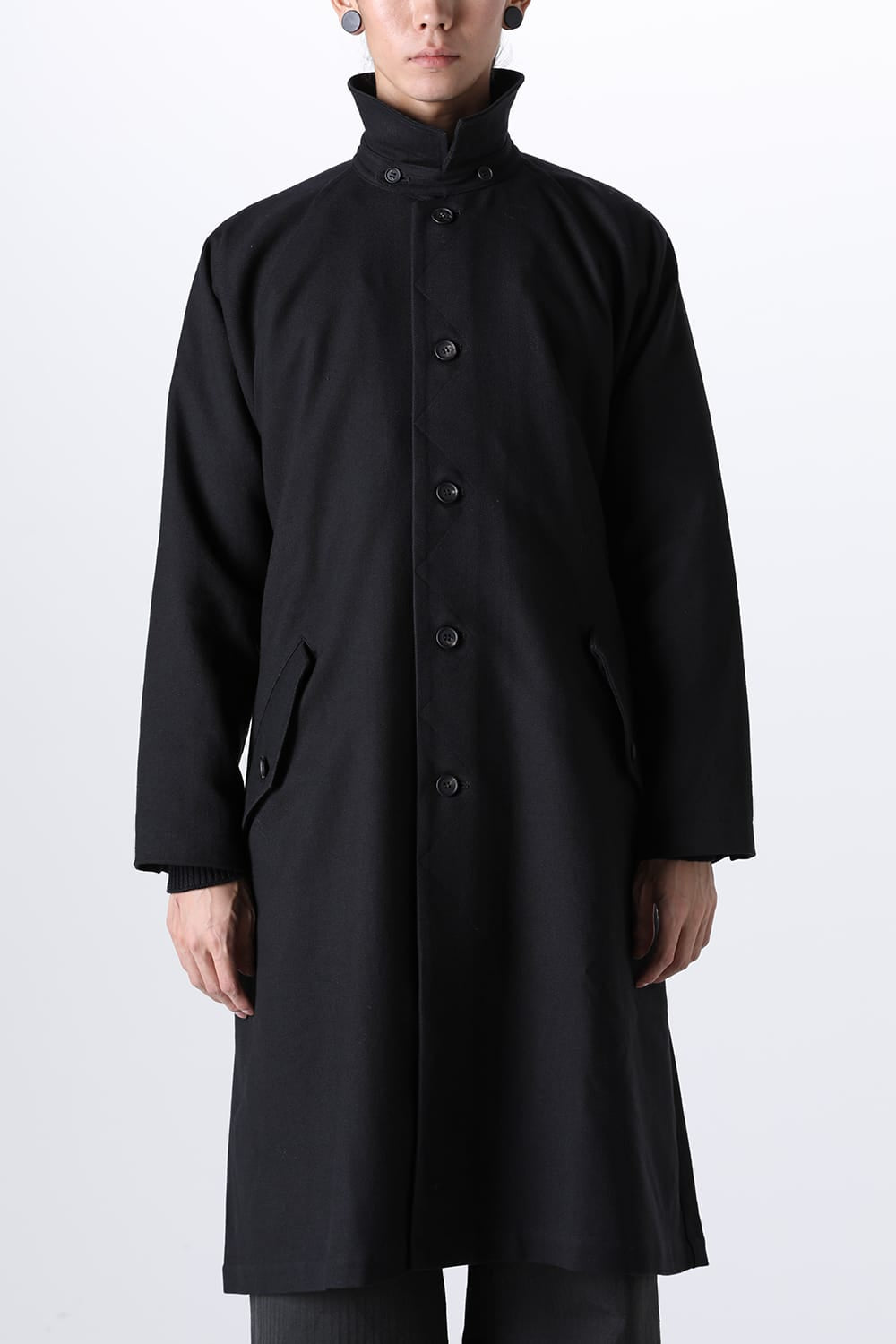 TRENCH COAT Wool Cotton Gabardine Twill Black