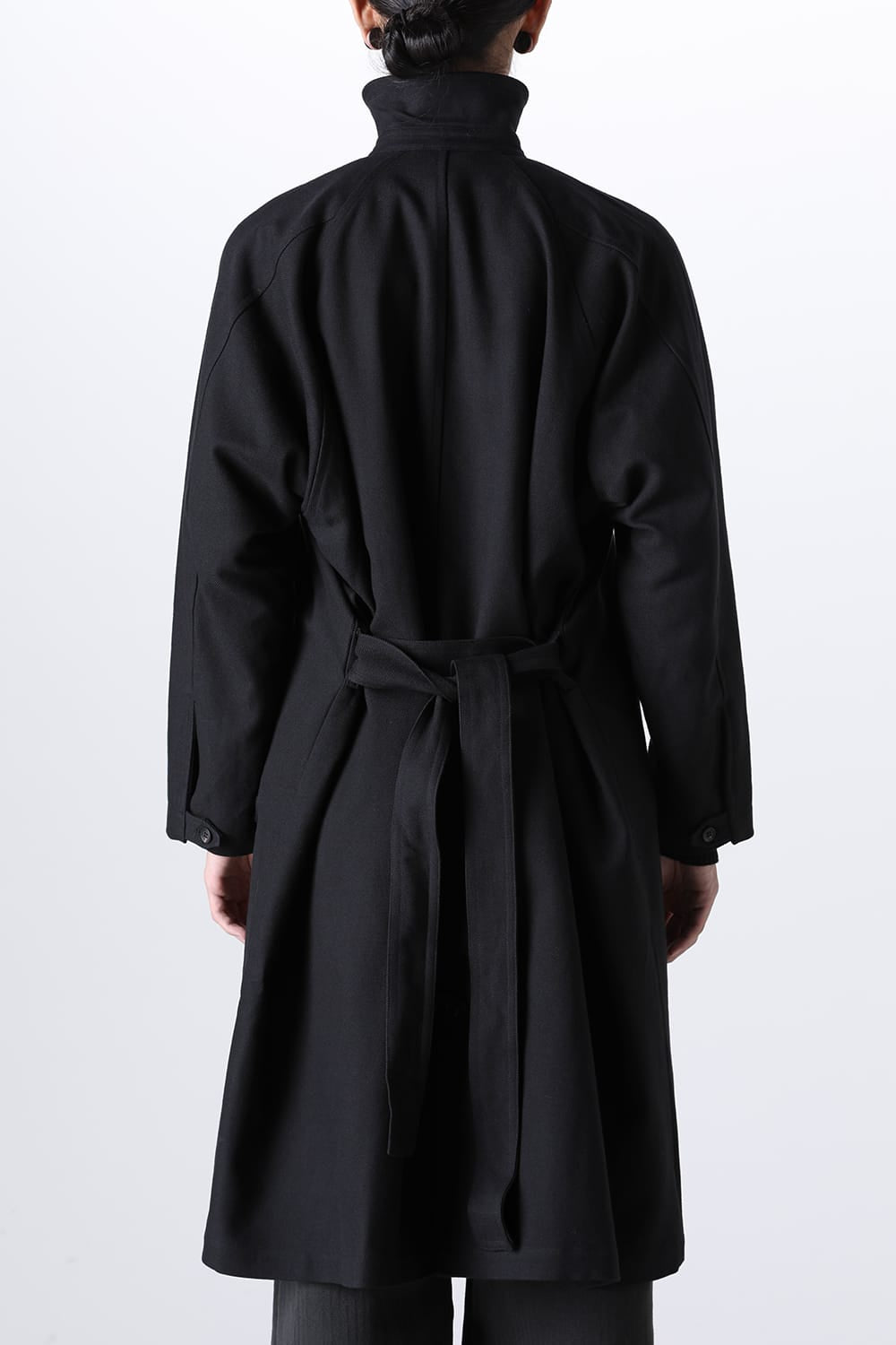 TRENCH COAT Wool Cotton Gabardine Twill Black