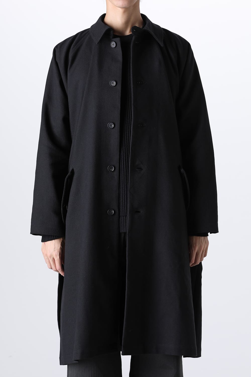 TRENCH COAT Wool Cotton Gabardine Twill Black