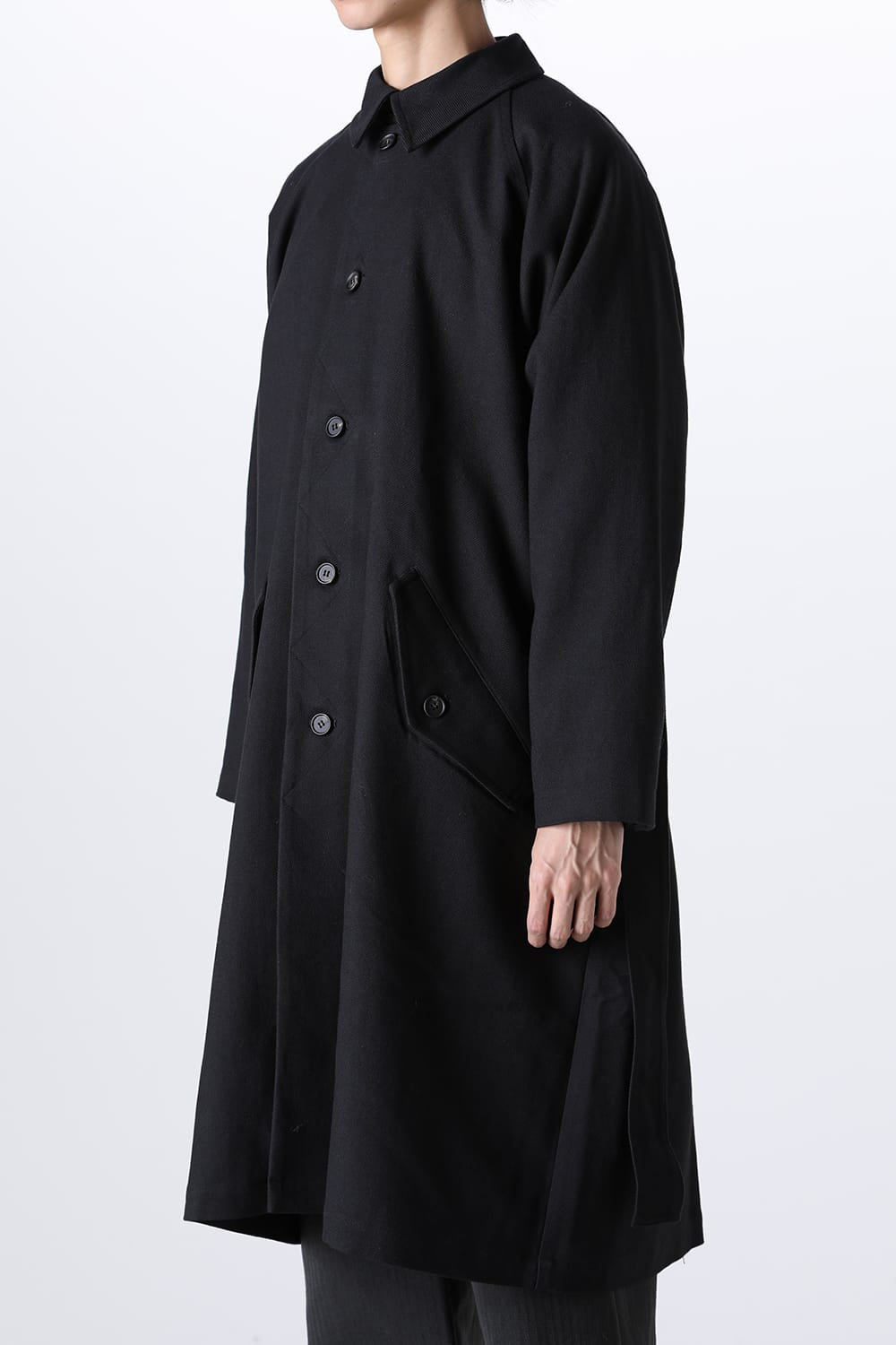 TRENCH COAT Wool Cotton Gabardine Twill Black