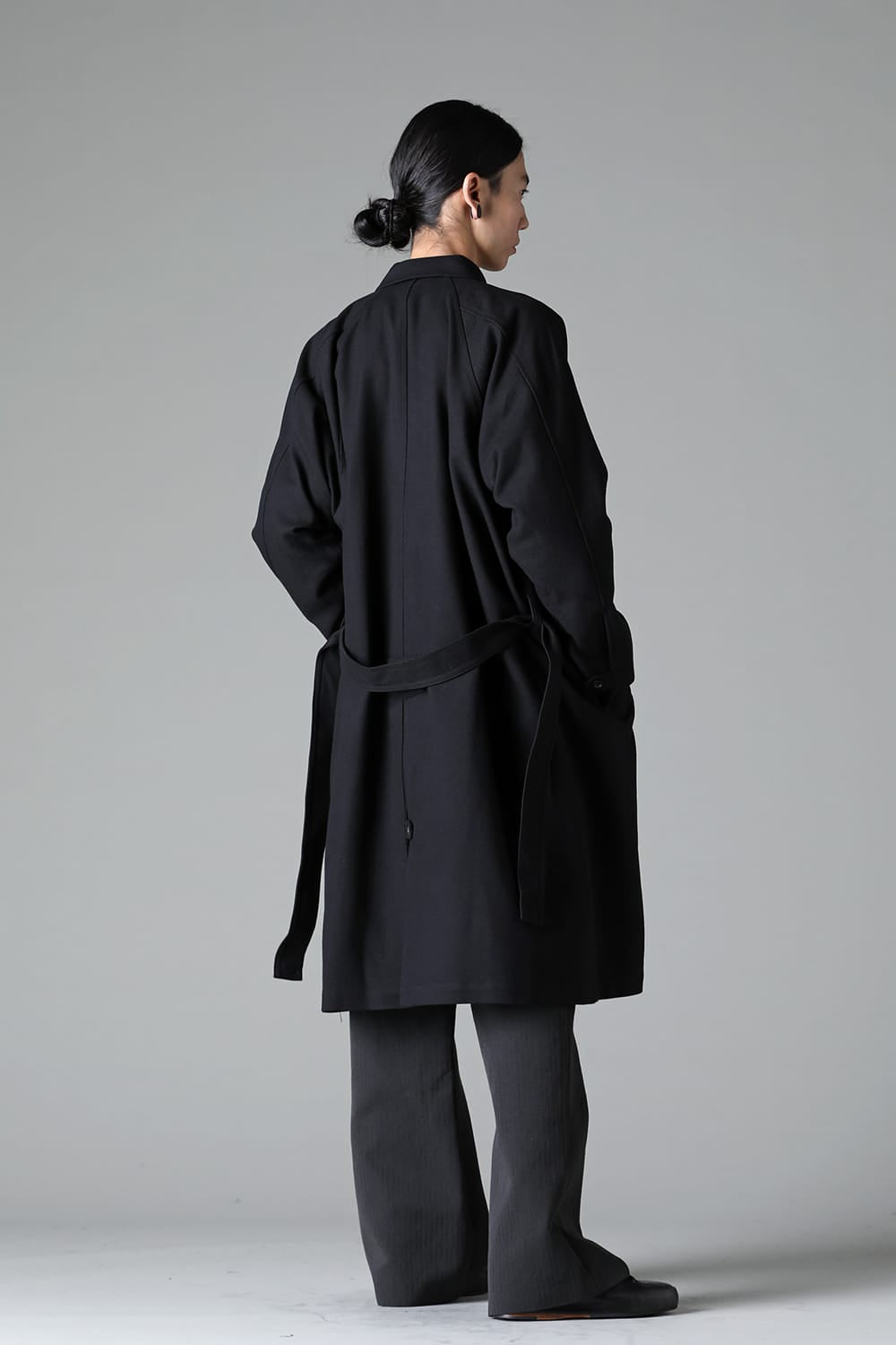 TRENCH COAT Wool Cotton Gabardine Twill Black