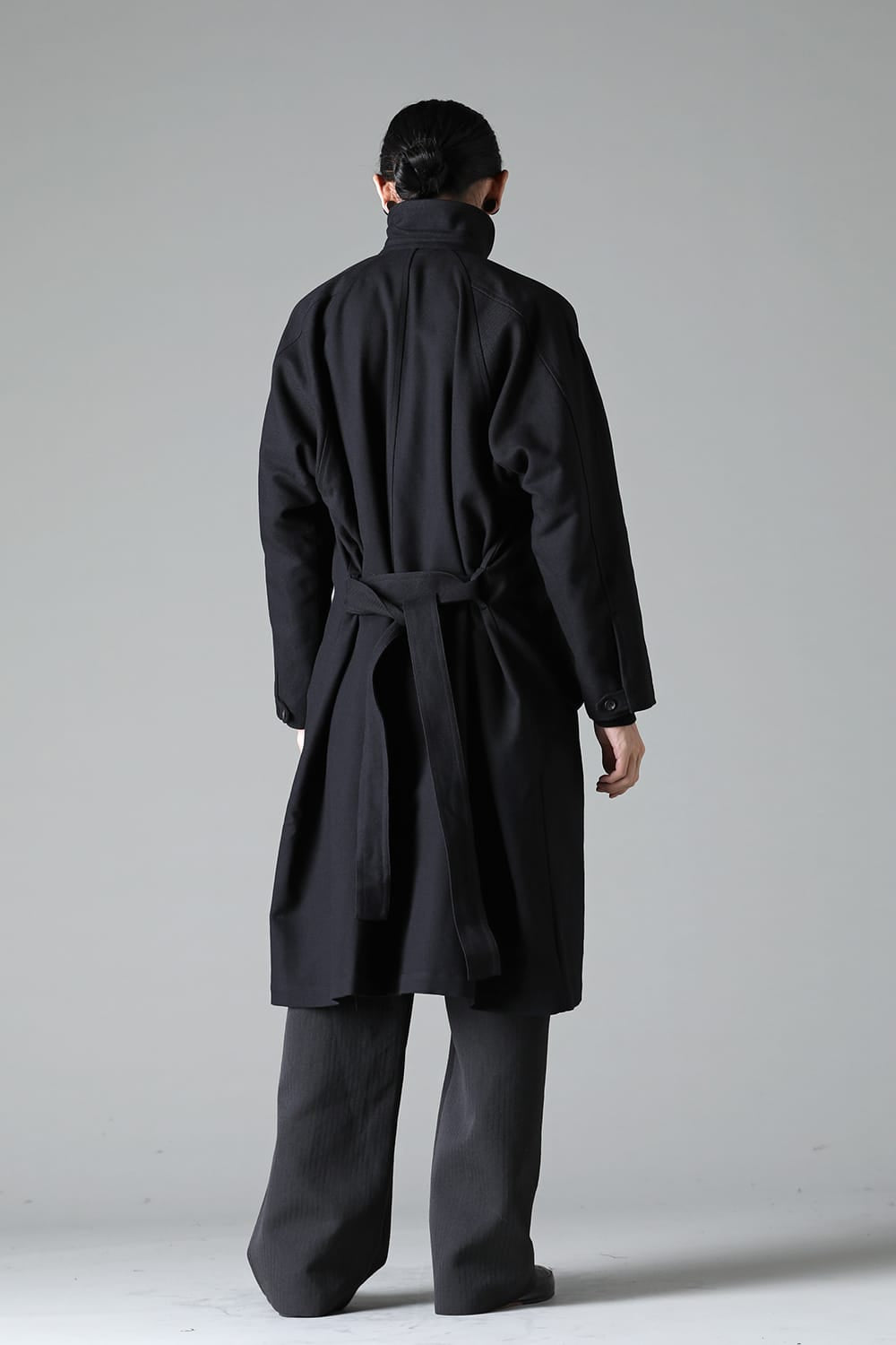 TRENCH COAT Wool Cotton Gabardine Twill Black