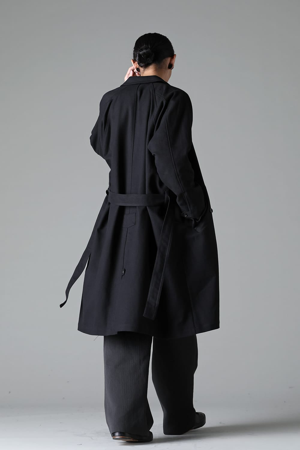 TRENCH COAT Wool Cotton Gabardine Twill Black