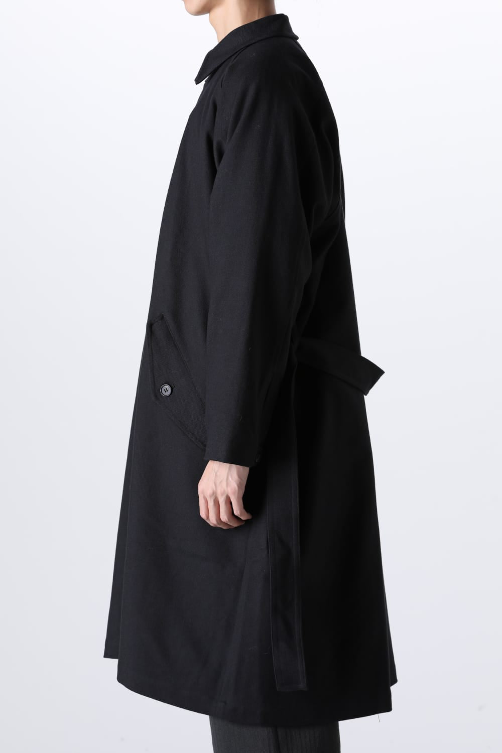 TRENCH COAT Wool Cotton Gabardine Twill Black