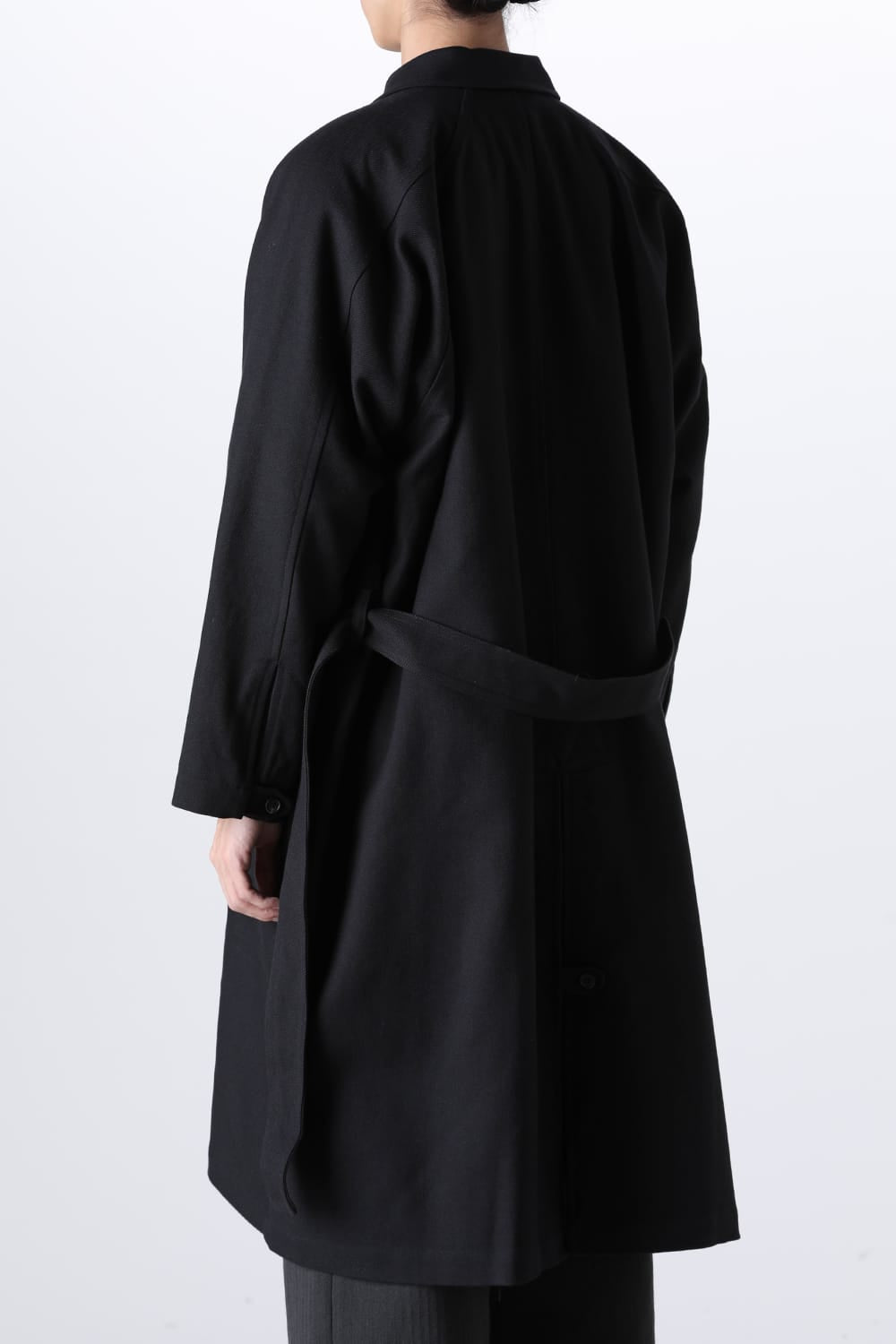 TRENCH COAT Wool Cotton Gabardine Twill Black