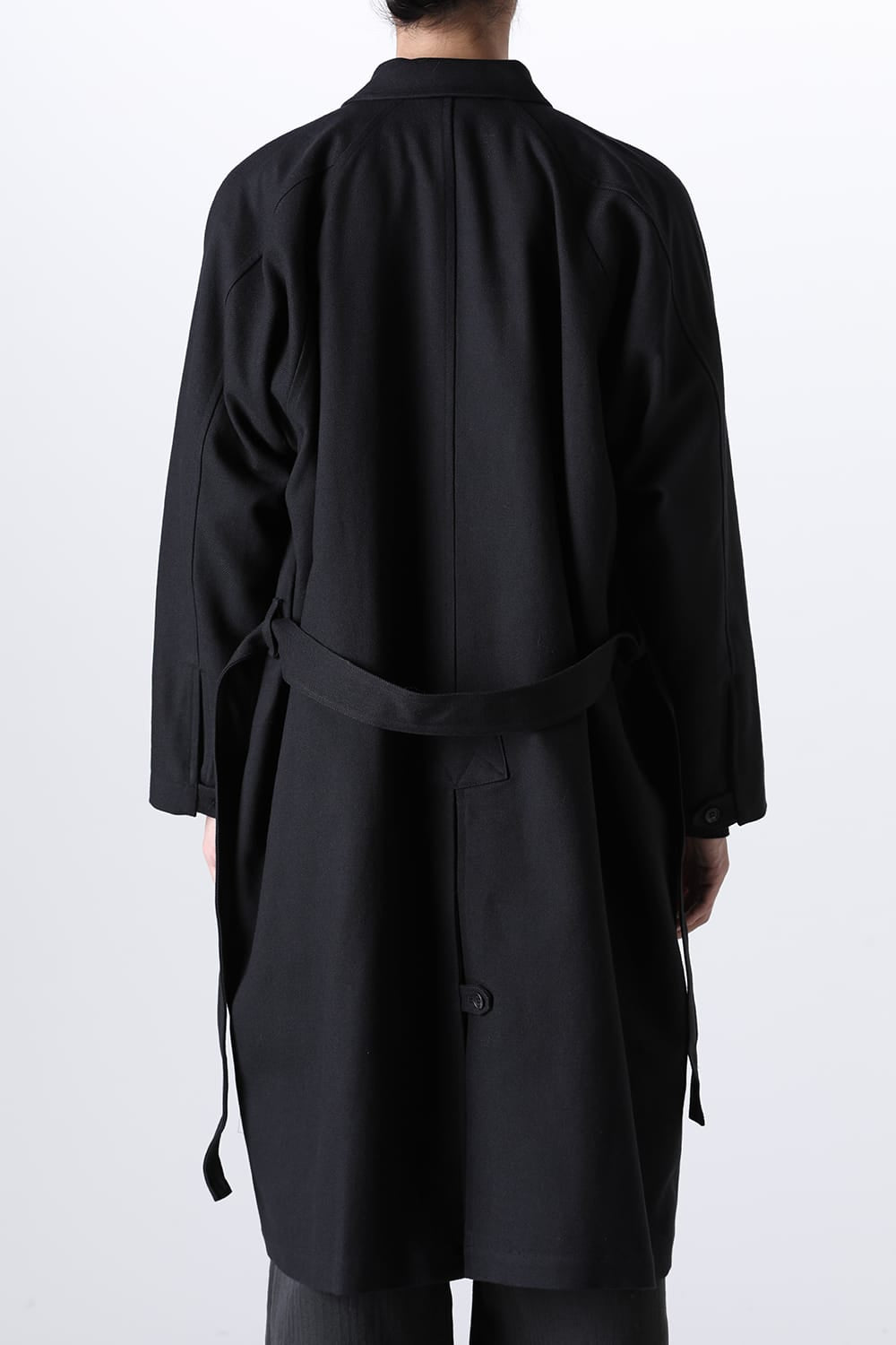 TRENCH COAT Wool Cotton Gabardine Twill Black