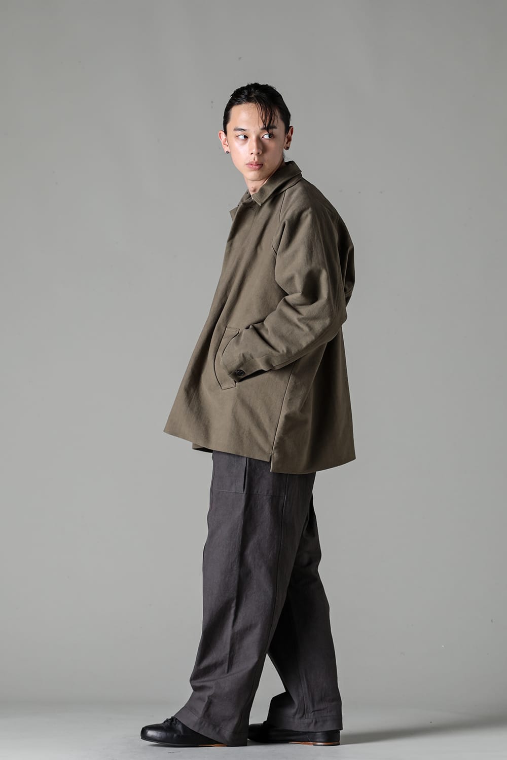 SHORT MAC COAT Cotton Moleskin Khaki