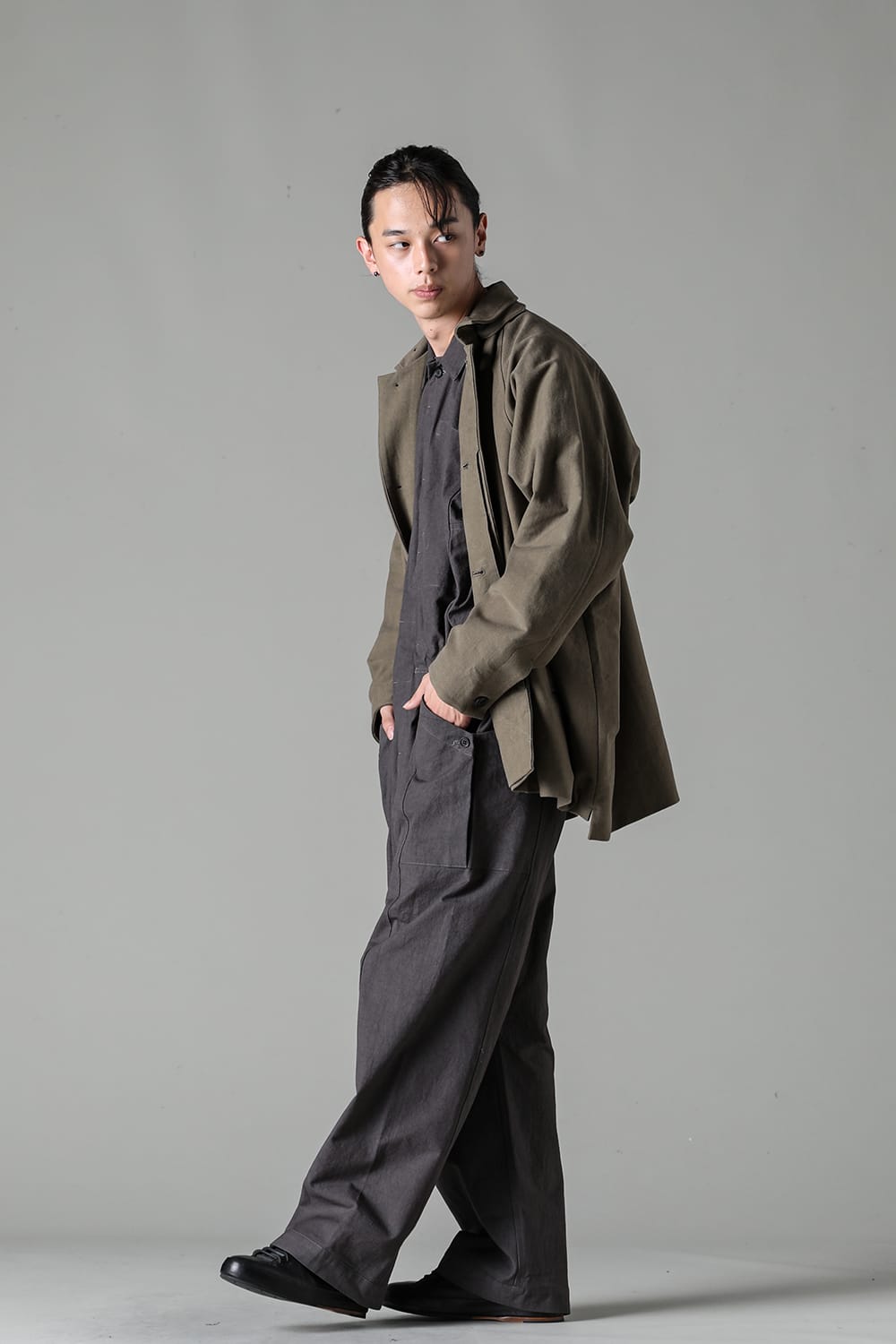 SHORT MAC COAT Cotton Moleskin Khaki