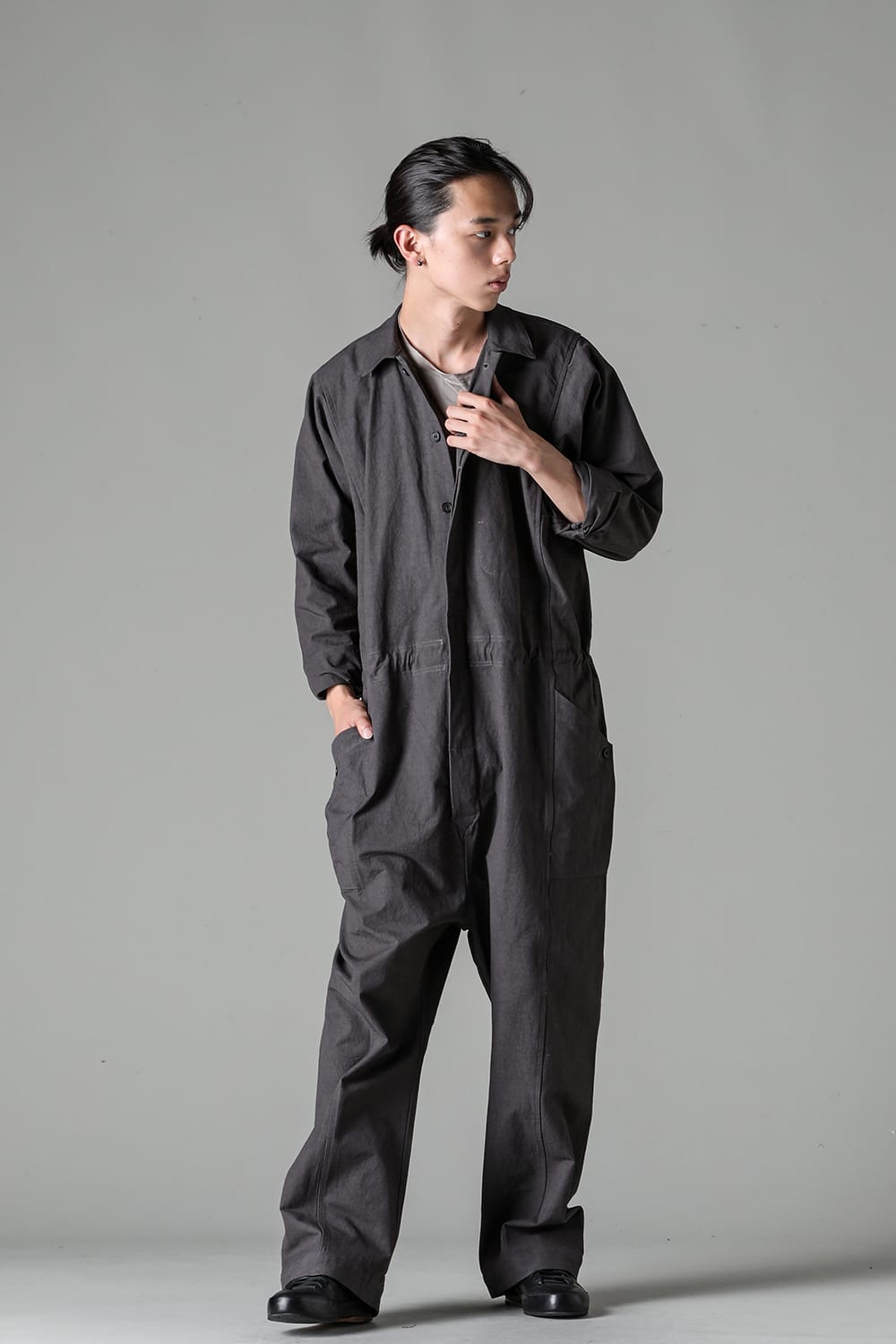 JUMPSUIT Dense Dobby Cloth Eggplant Grey