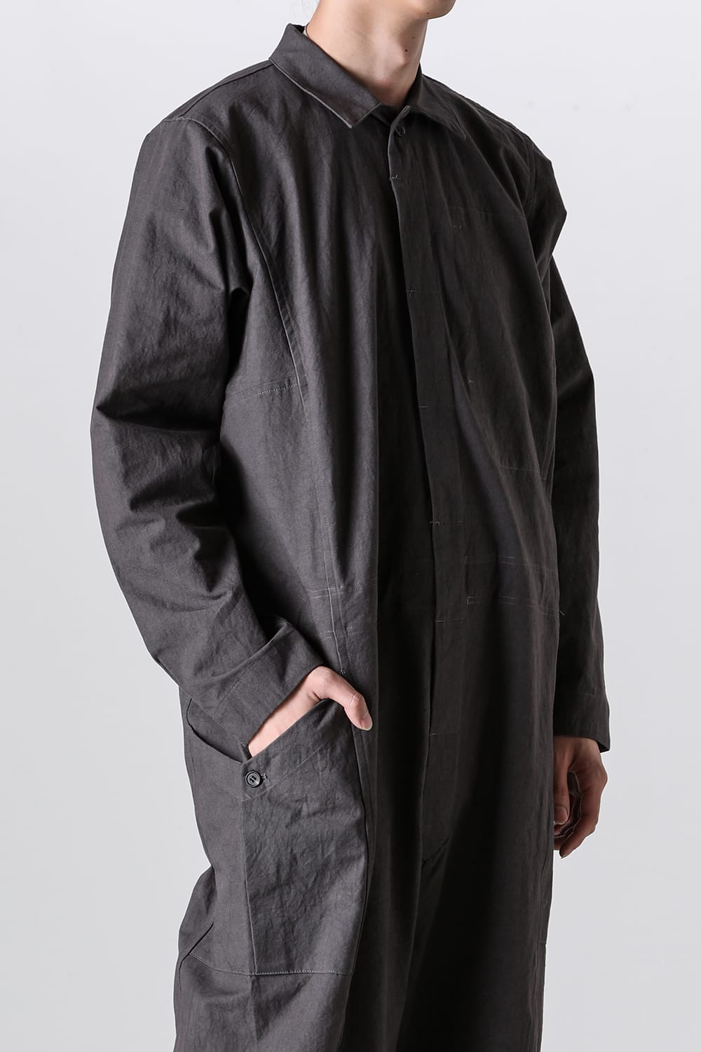 JUMPSUIT Dense Dobby Cloth Eggplant Grey