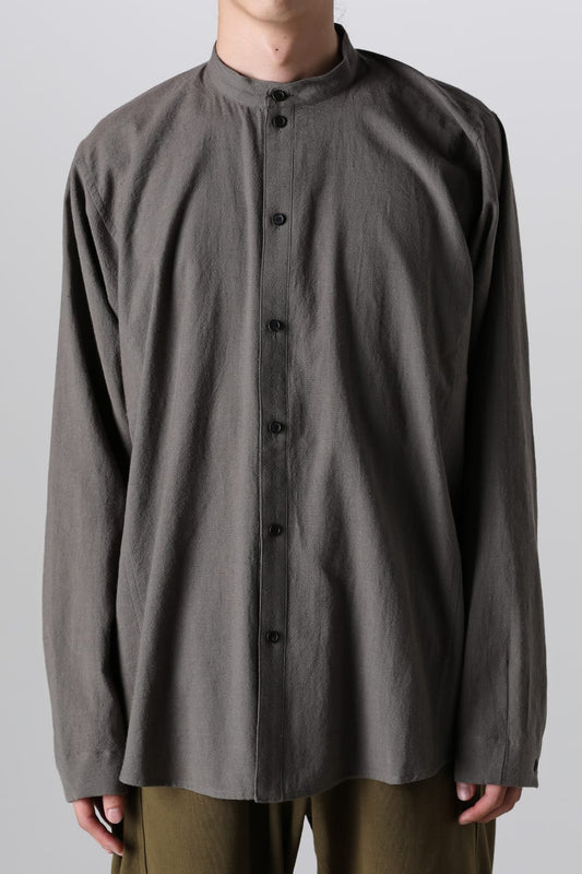 BASIC SHIRT  Wool Cotton Linen Shirting Warm Grey