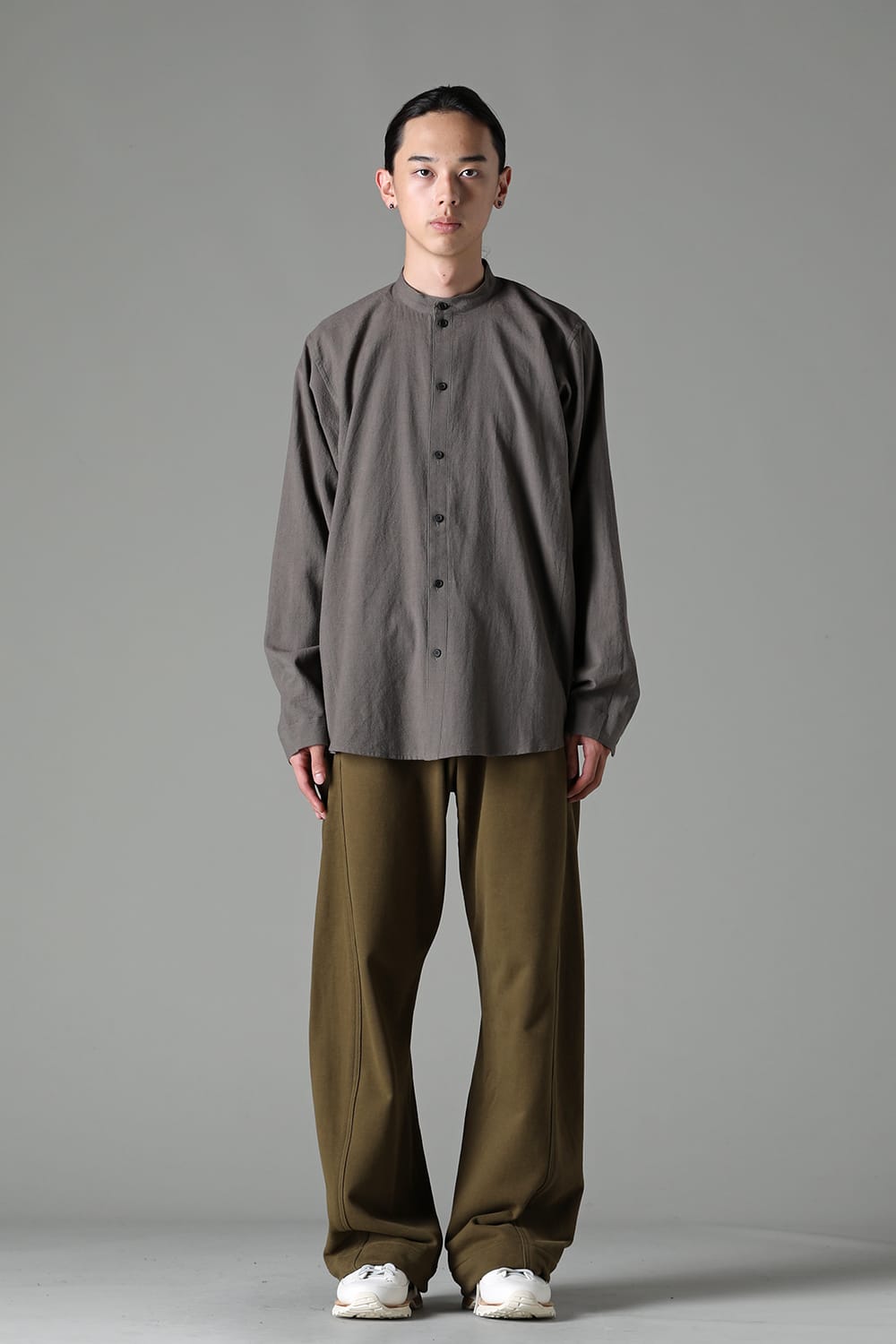 BASIC SHIRT  Wool Cotton Linen Shirting Warm Grey