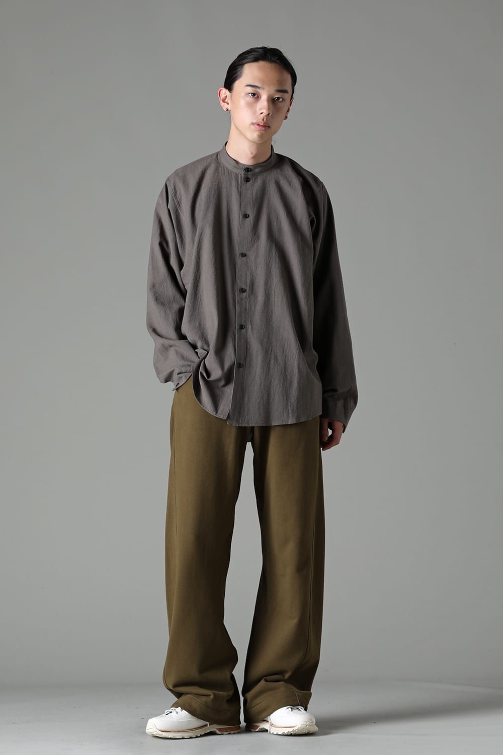 BASIC SHIRT  Wool Cotton Linen Shirting Warm Grey