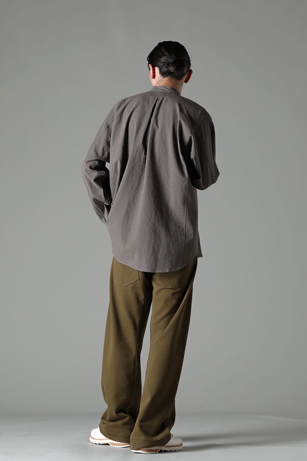 BASIC SHIRT  Wool Cotton Linen Shirting Warm Grey