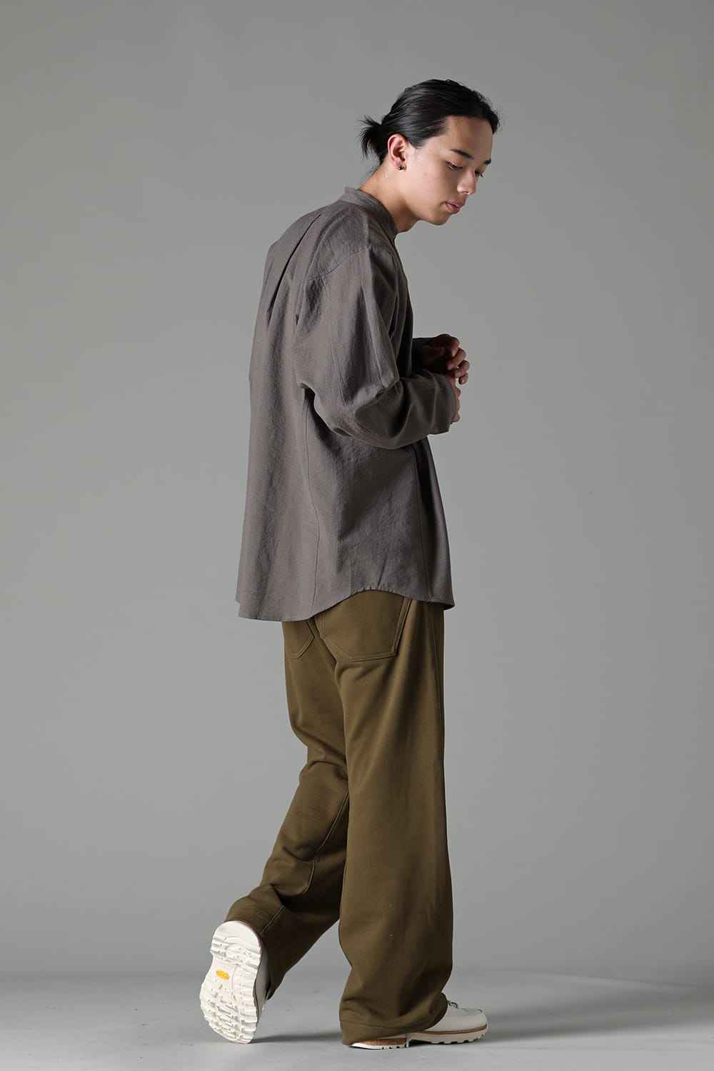 BASIC SHIRT  Wool Cotton Linen Shirting Warm Grey