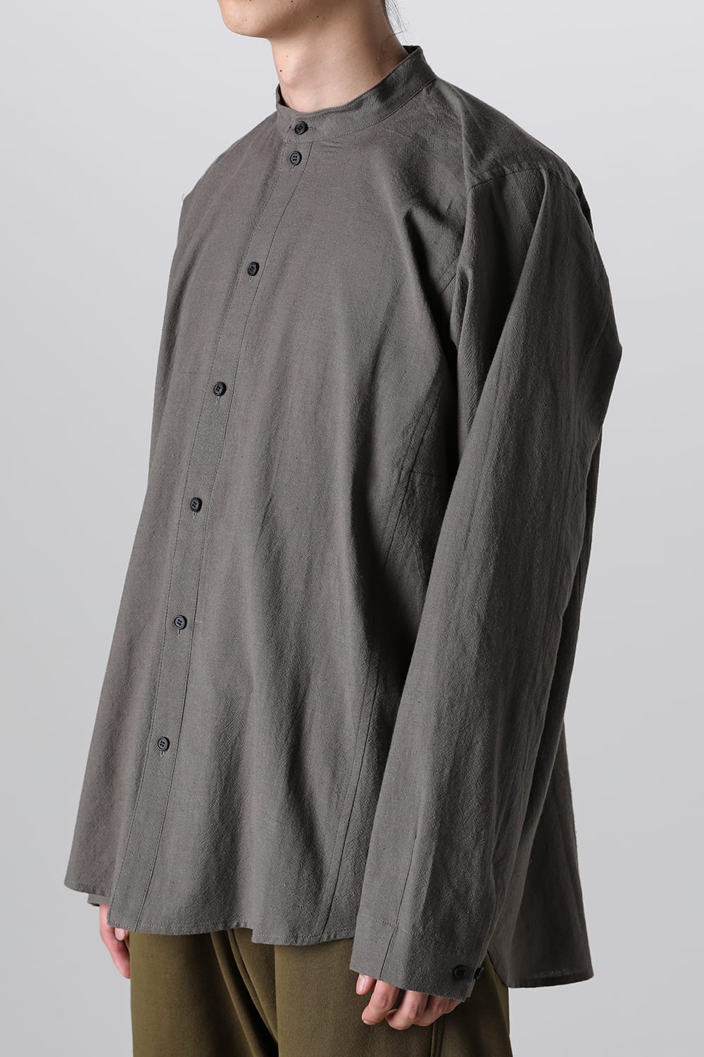 BASIC SHIRT  Wool Cotton Linen Shirting Warm Grey