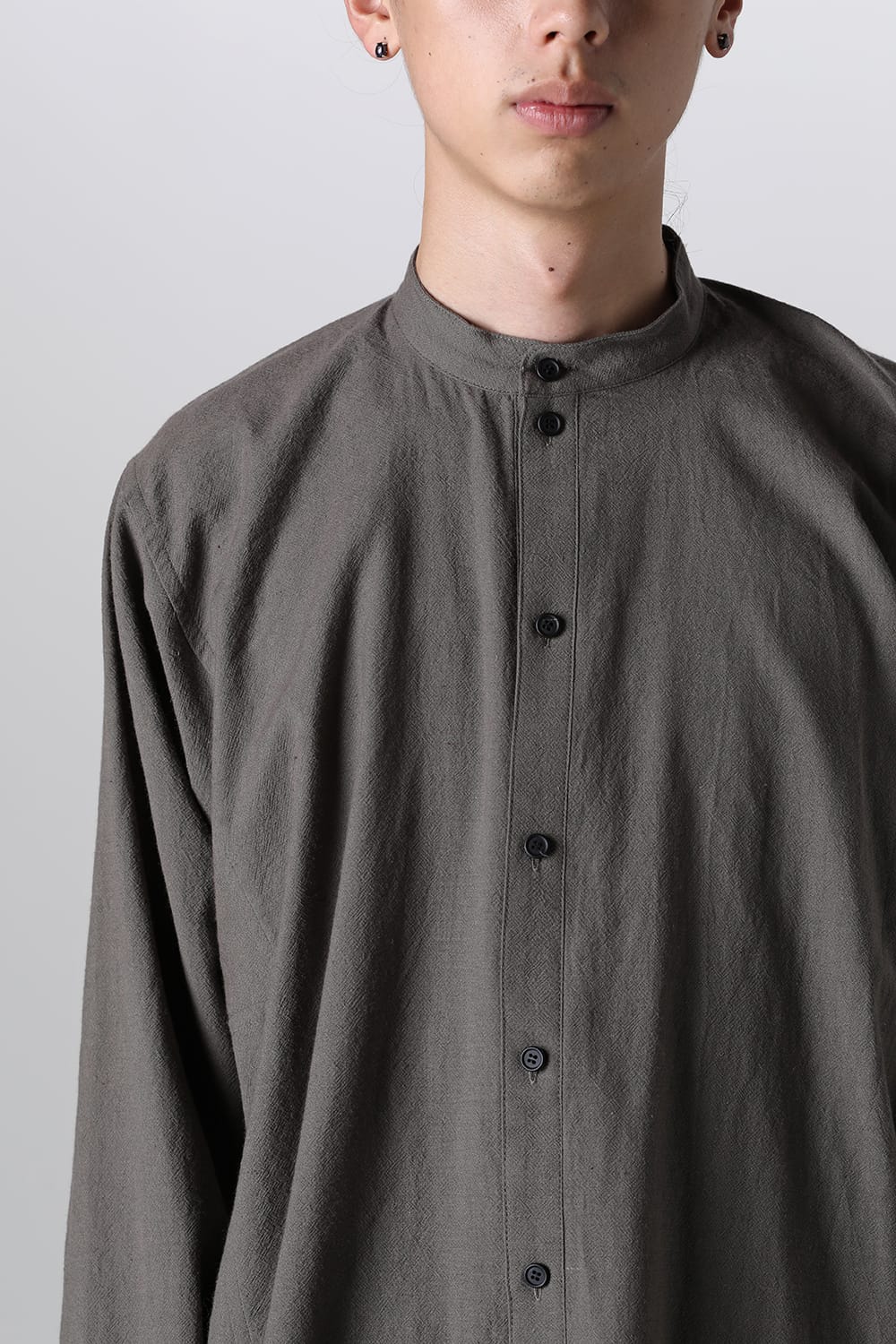 BASIC SHIRT  Wool Cotton Linen Shirting Warm Grey