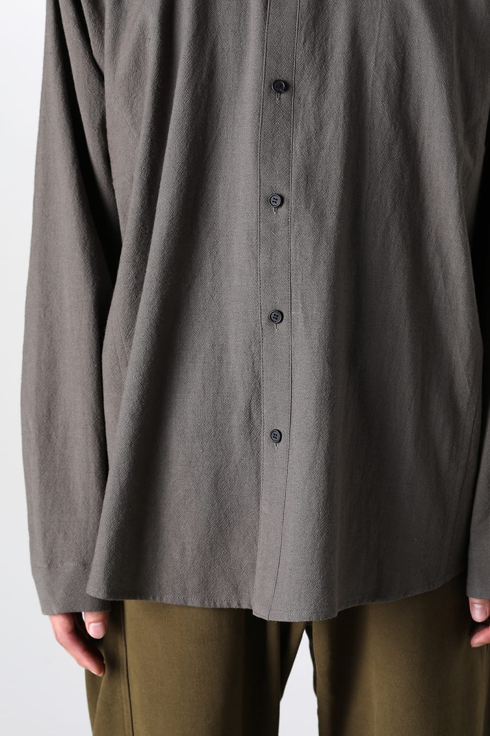 BASIC SHIRT  Wool Cotton Linen Shirting Warm Grey