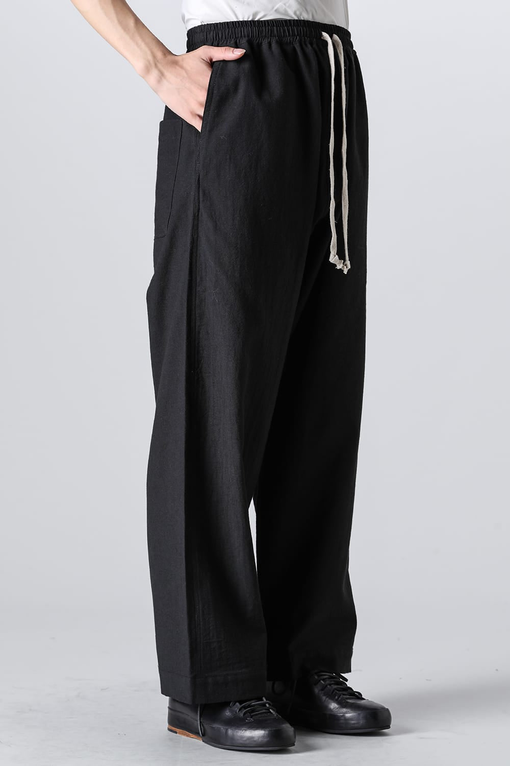 JOGGING TROUSERS Wool Cotton Linen Shirting Black