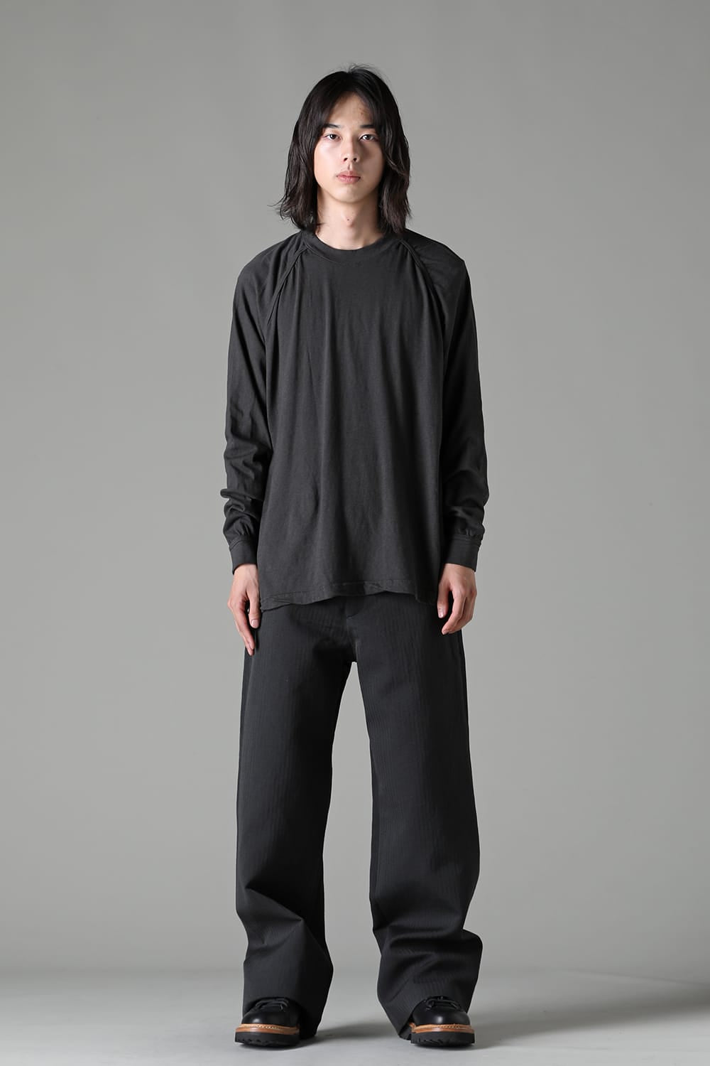 ロングスリーブTシャツ コットンウールジャージー オフ ブラック