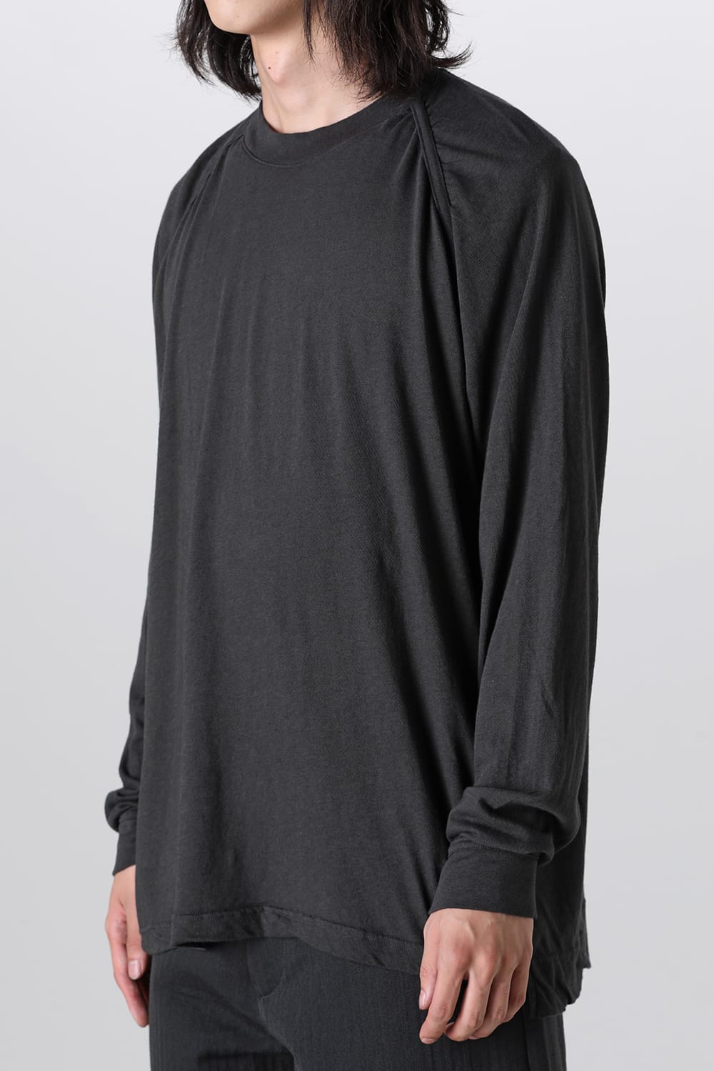 ロングスリーブTシャツ コットンウールジャージー オフ ブラック