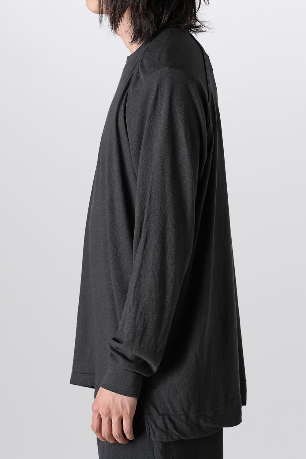 ロングスリーブTシャツ コットンウールジャージー オフ ブラック