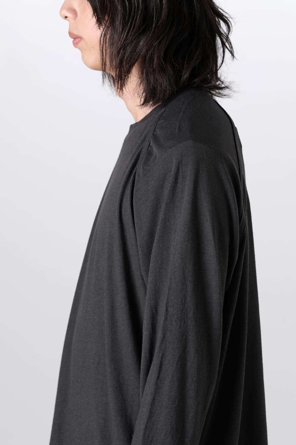 ロングスリーブTシャツ コットンウールジャージー オフ ブラック