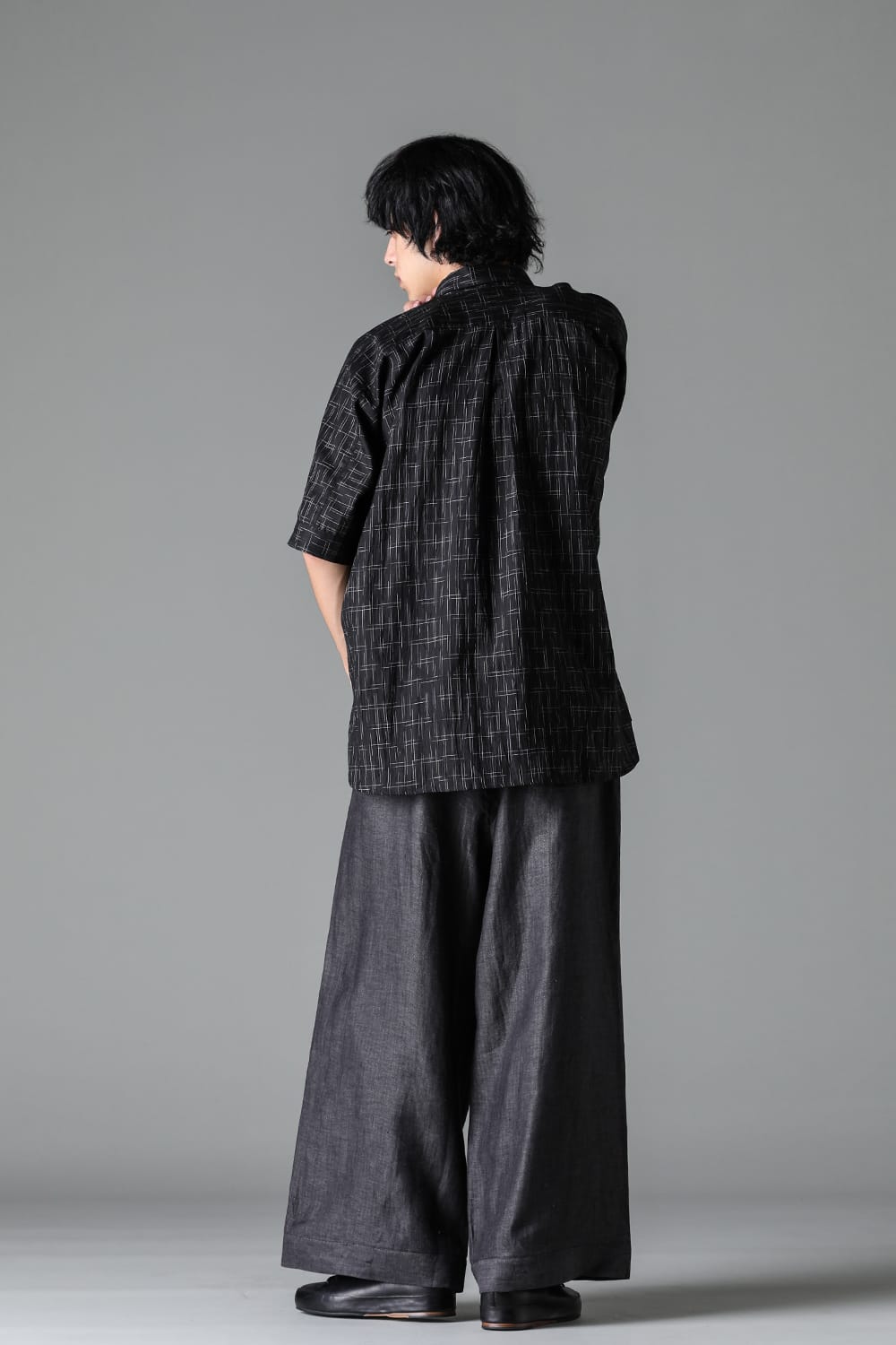 SHORT SLEEVE SHIRT	Fine Kasuri Shirting BLACK