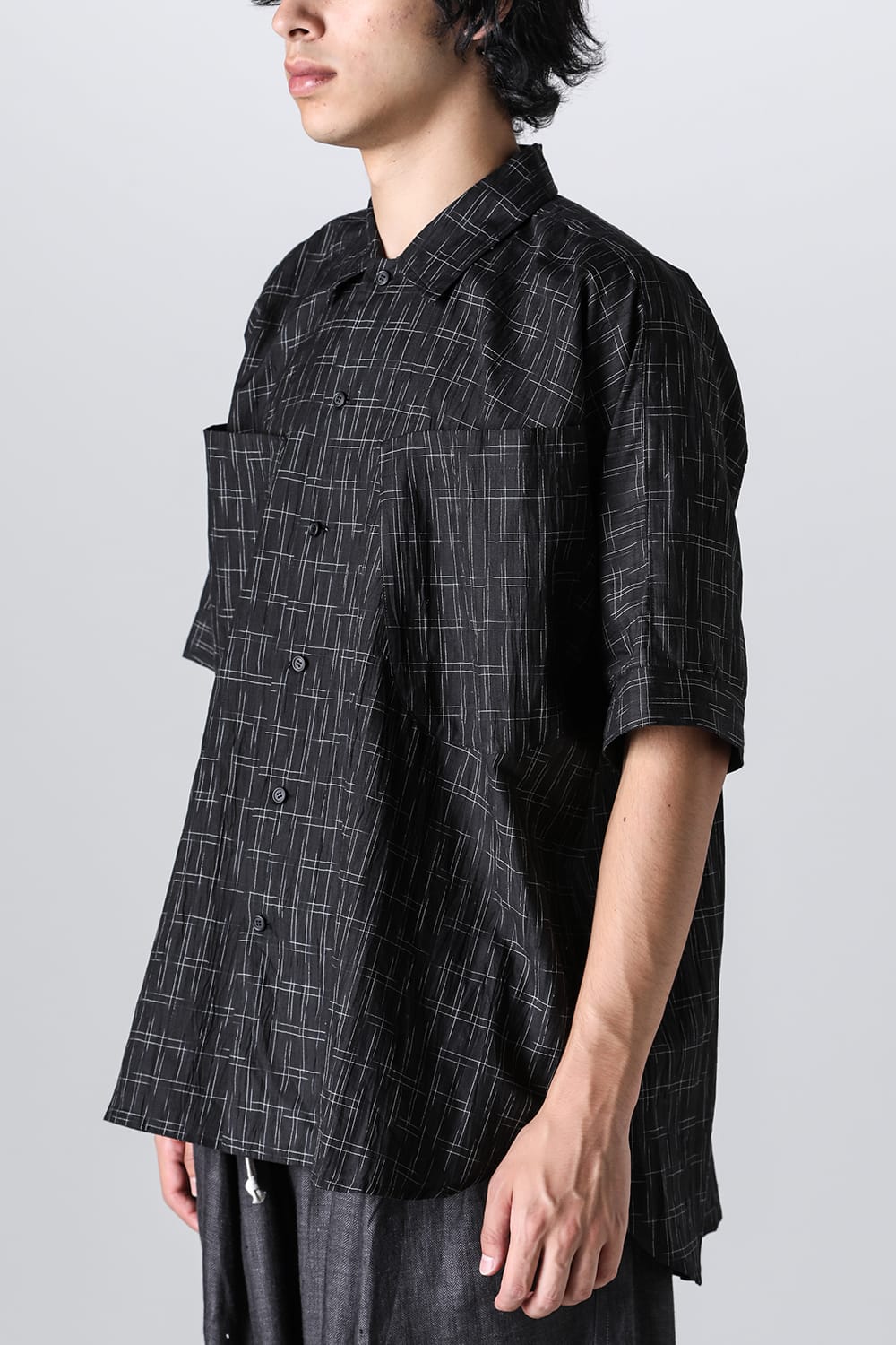 SHORT SLEEVE SHIRT	Fine Kasuri Shirting BLACK